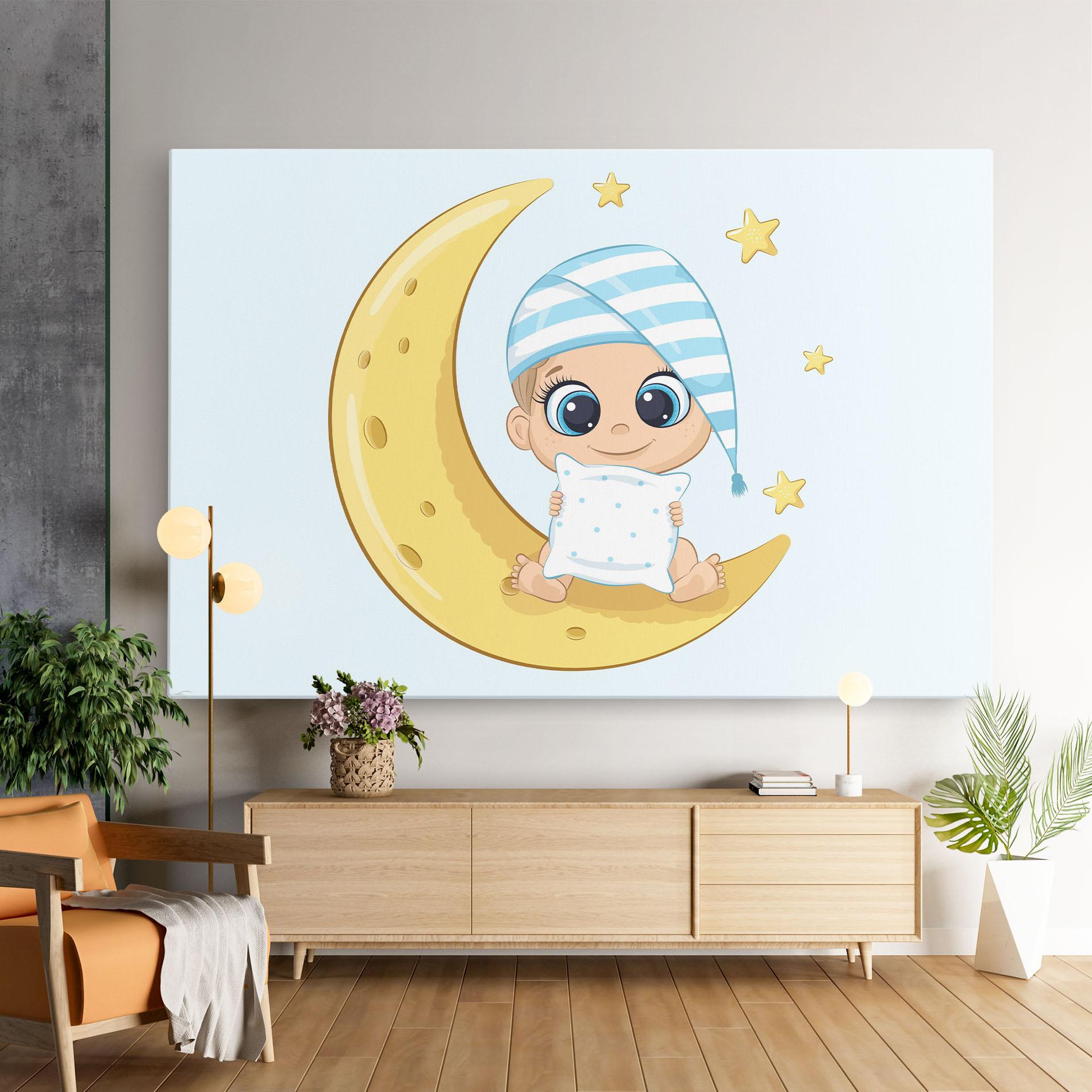 Leinwandbild Baby On Moon mockup 9