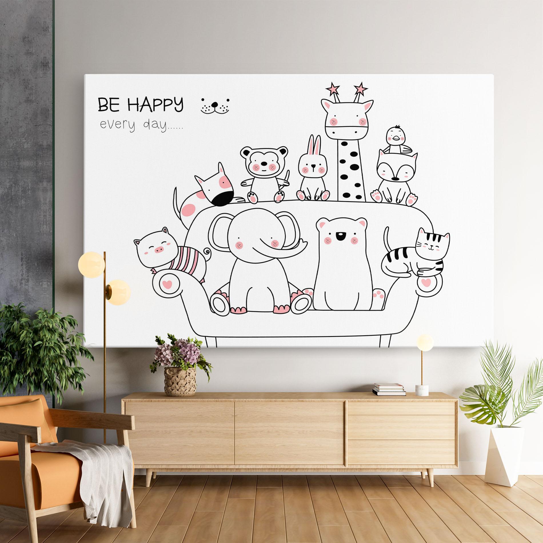 Leinwandbild Be Happy Animals mockup 9