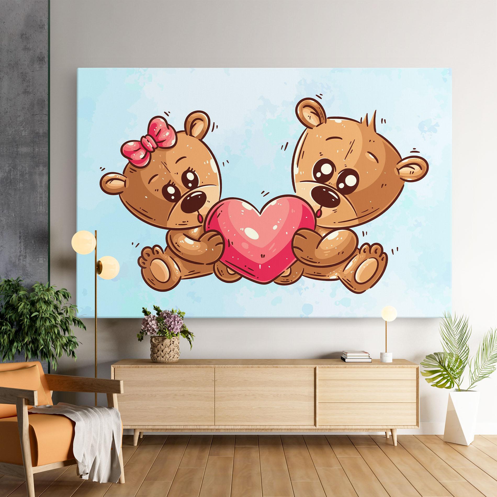 Leinwandbild Bear Holding Heart mockup 9