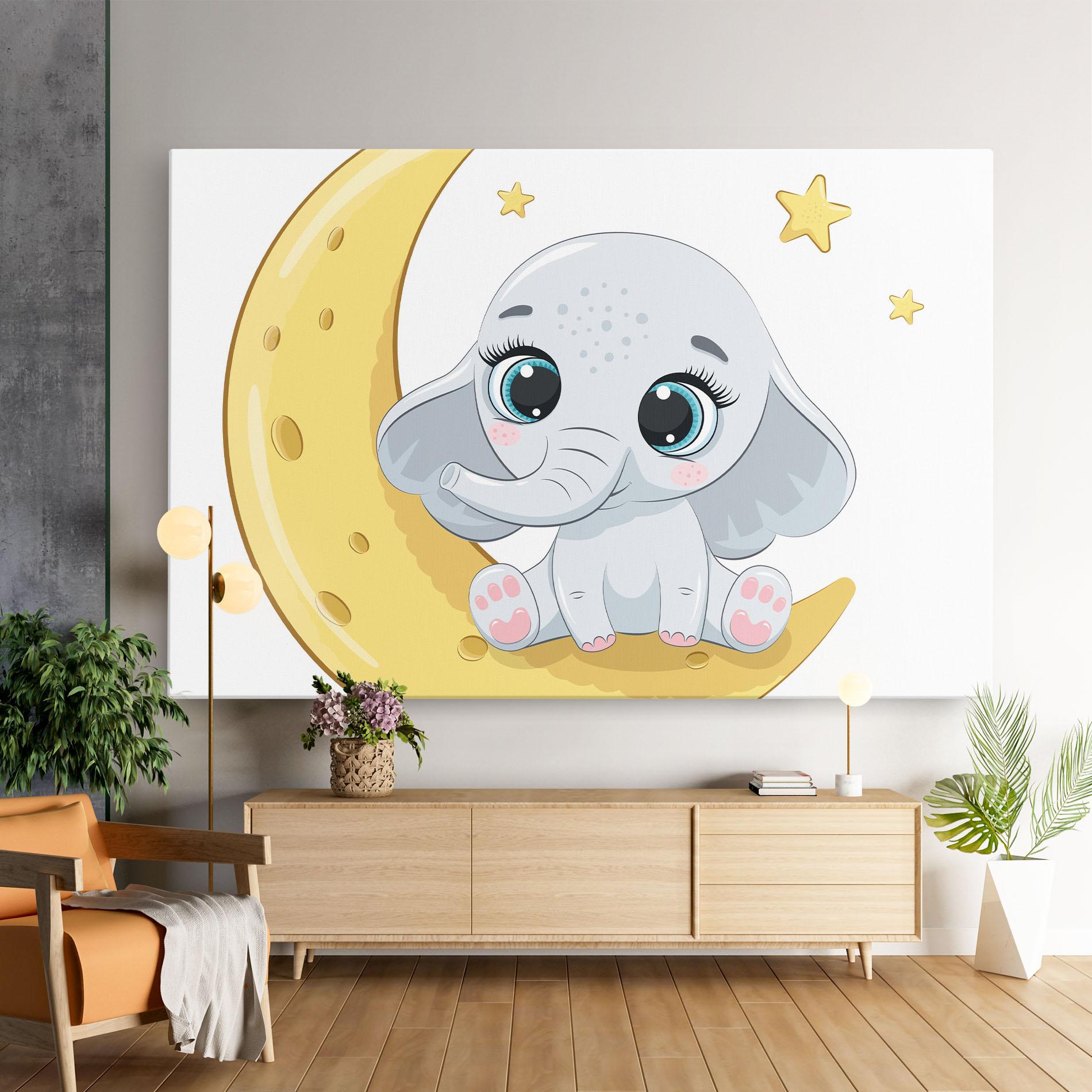 Leinwandbild Cute Elephant Moon mockup 9