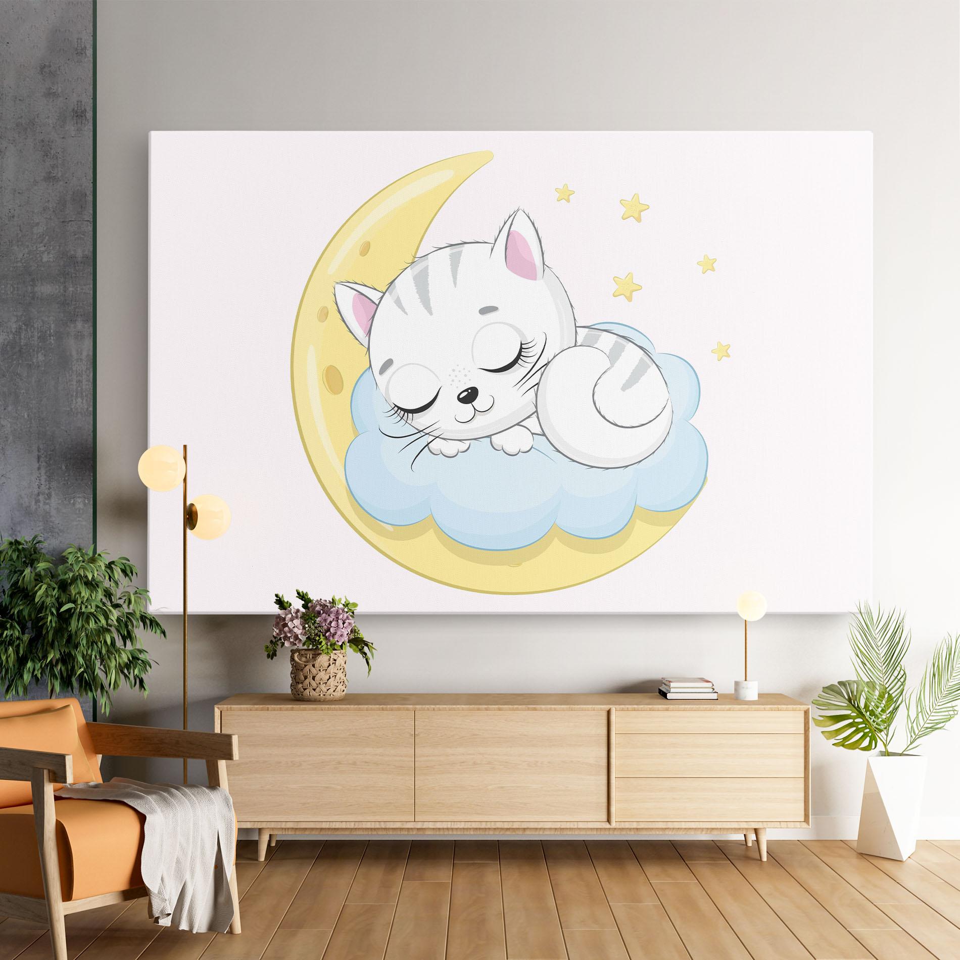 Leinwandbild Moon Cat Sleeping mockup 9