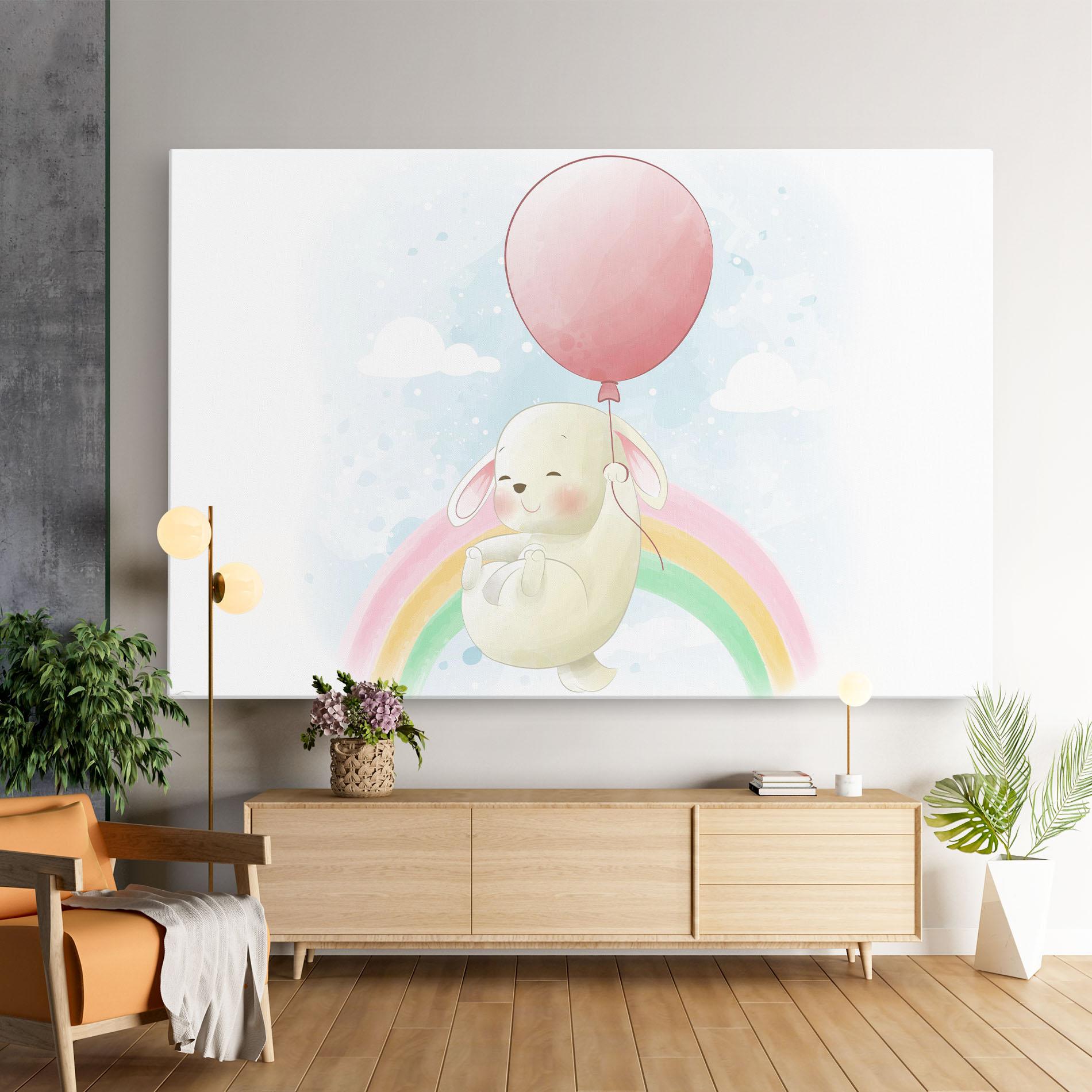 Leinwandbild Rainbow Bunny Art mockup 9