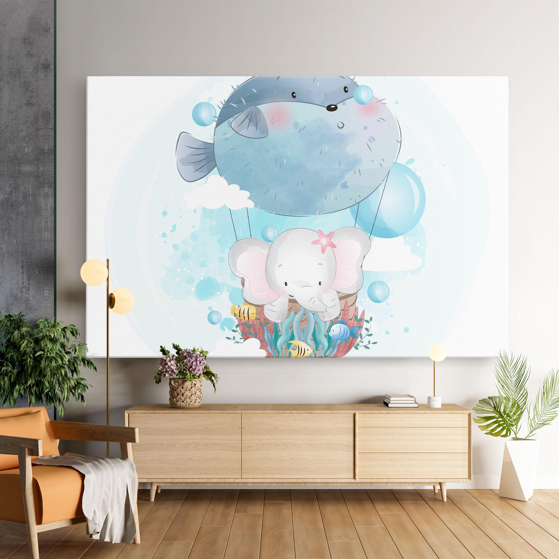 Leinwandbild Swiming Elephant mockup 9