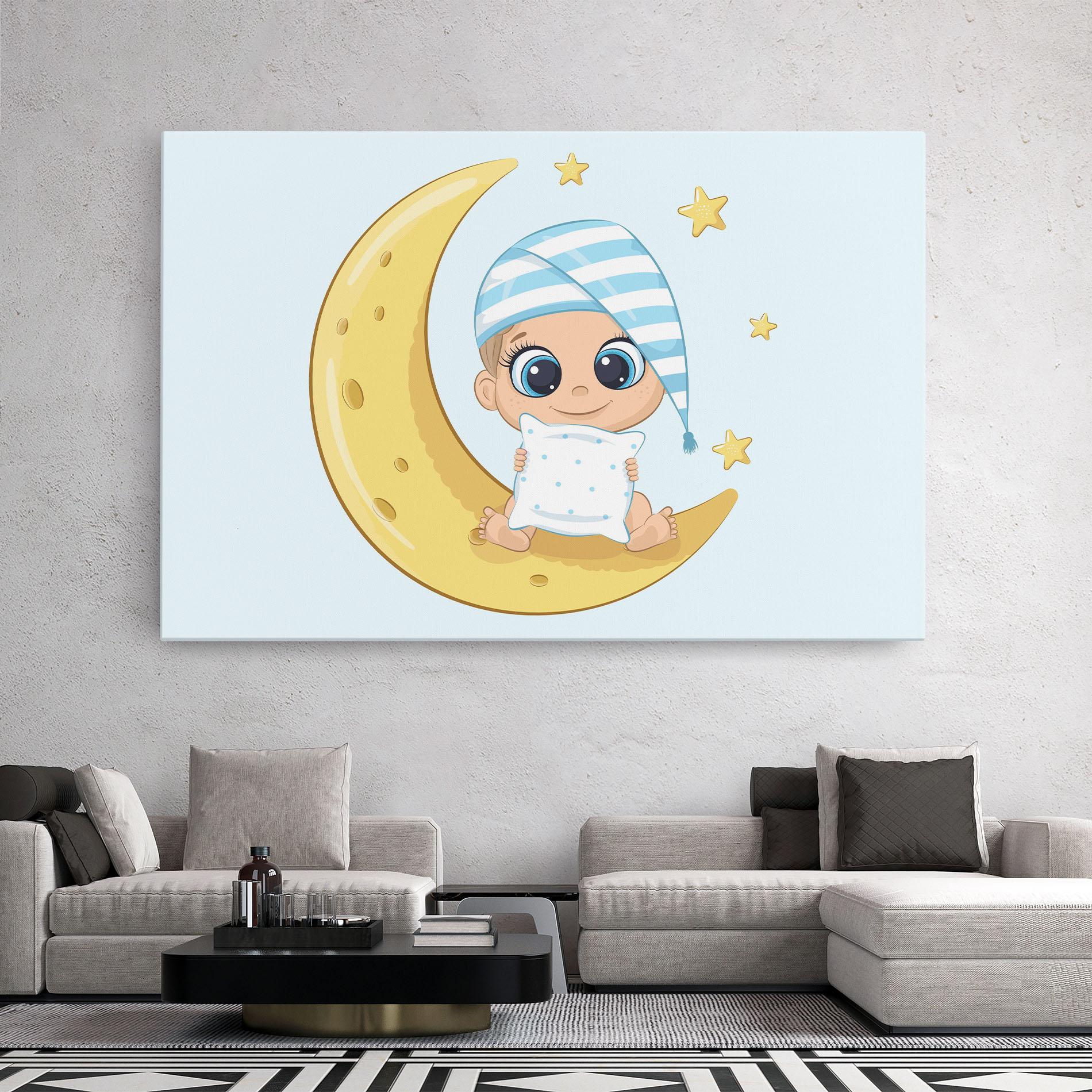 Leinwandbild Baby On Moon mockup 2