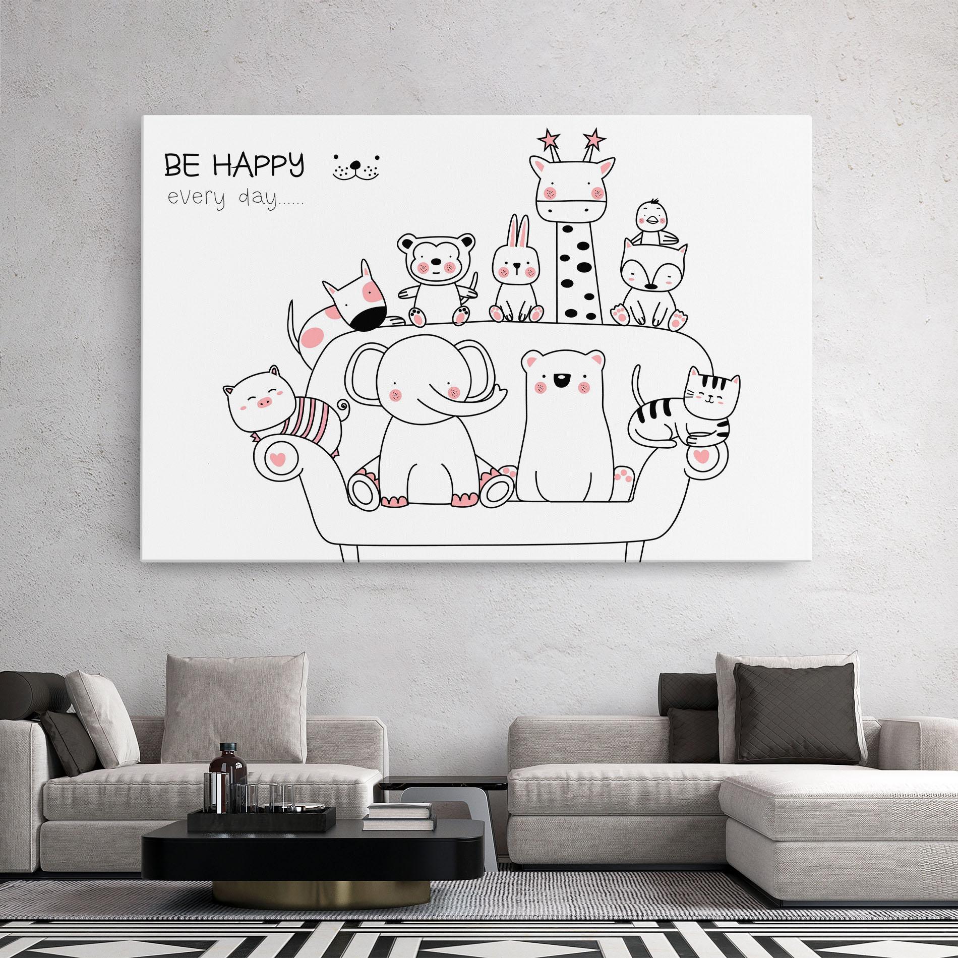 Leinwandbild Be Happy Animals mockup 2