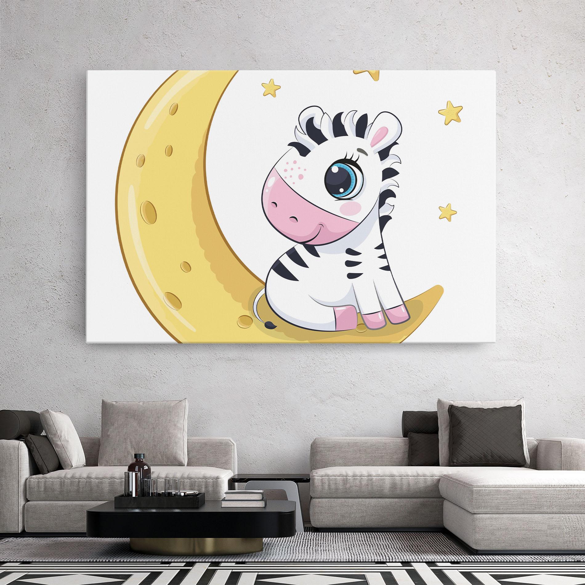Leinwandbild Cute Zebra Moon mockup 2