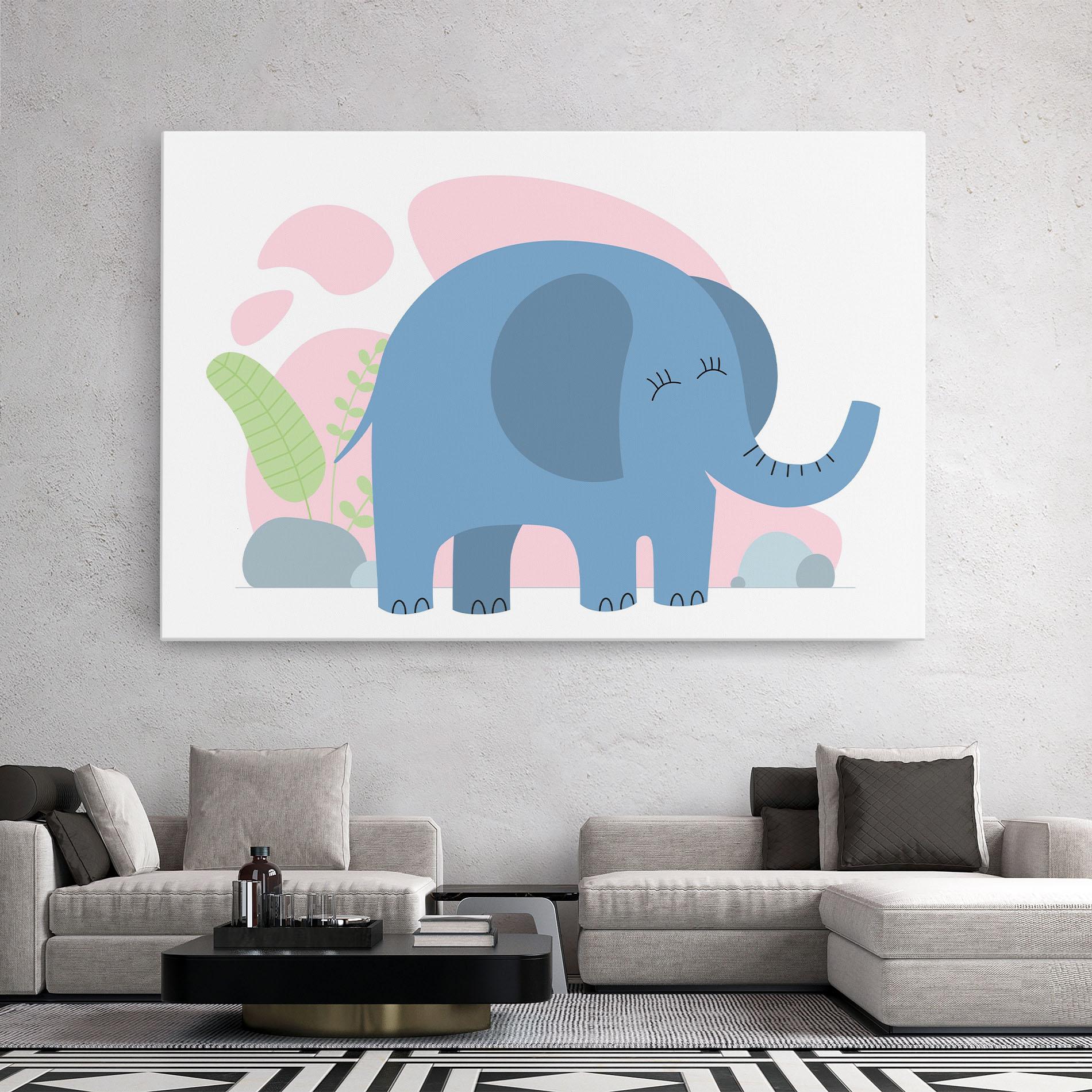 Leinwandbild Leaf Cute Elephant mockup 2