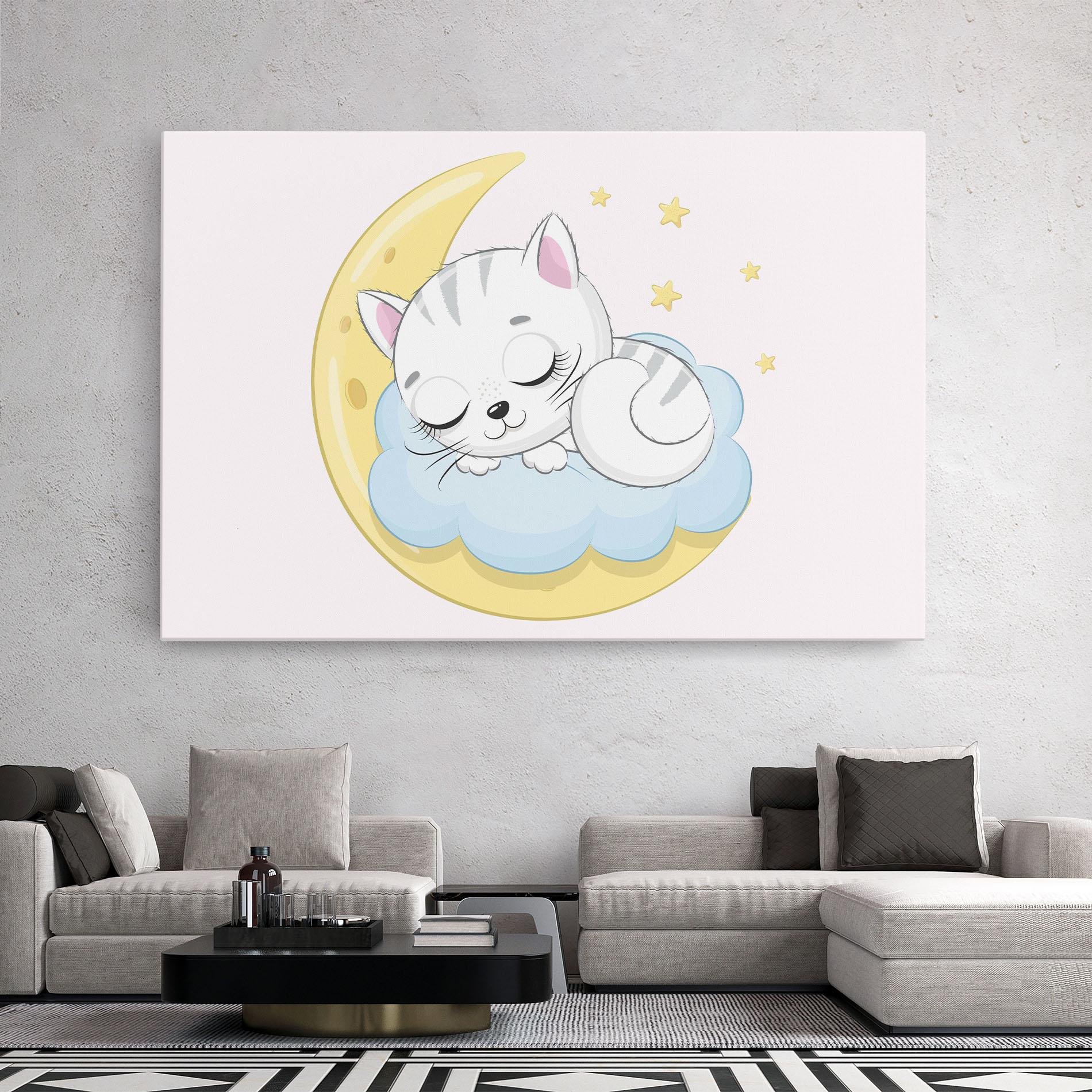 Leinwandbild Moon Cat Sleeping mockup 2