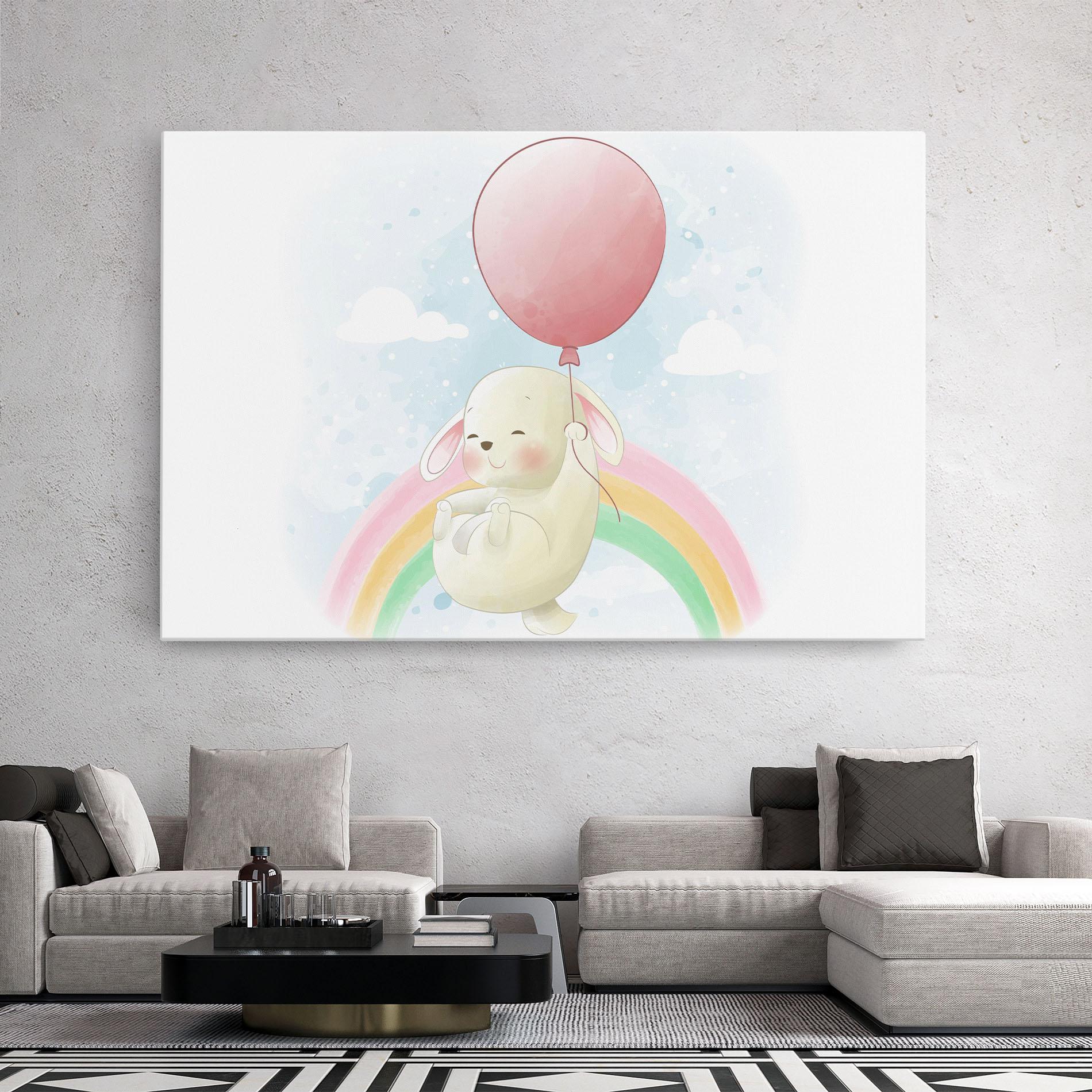 Leinwandbild Rainbow Bunny Art mockup 2
