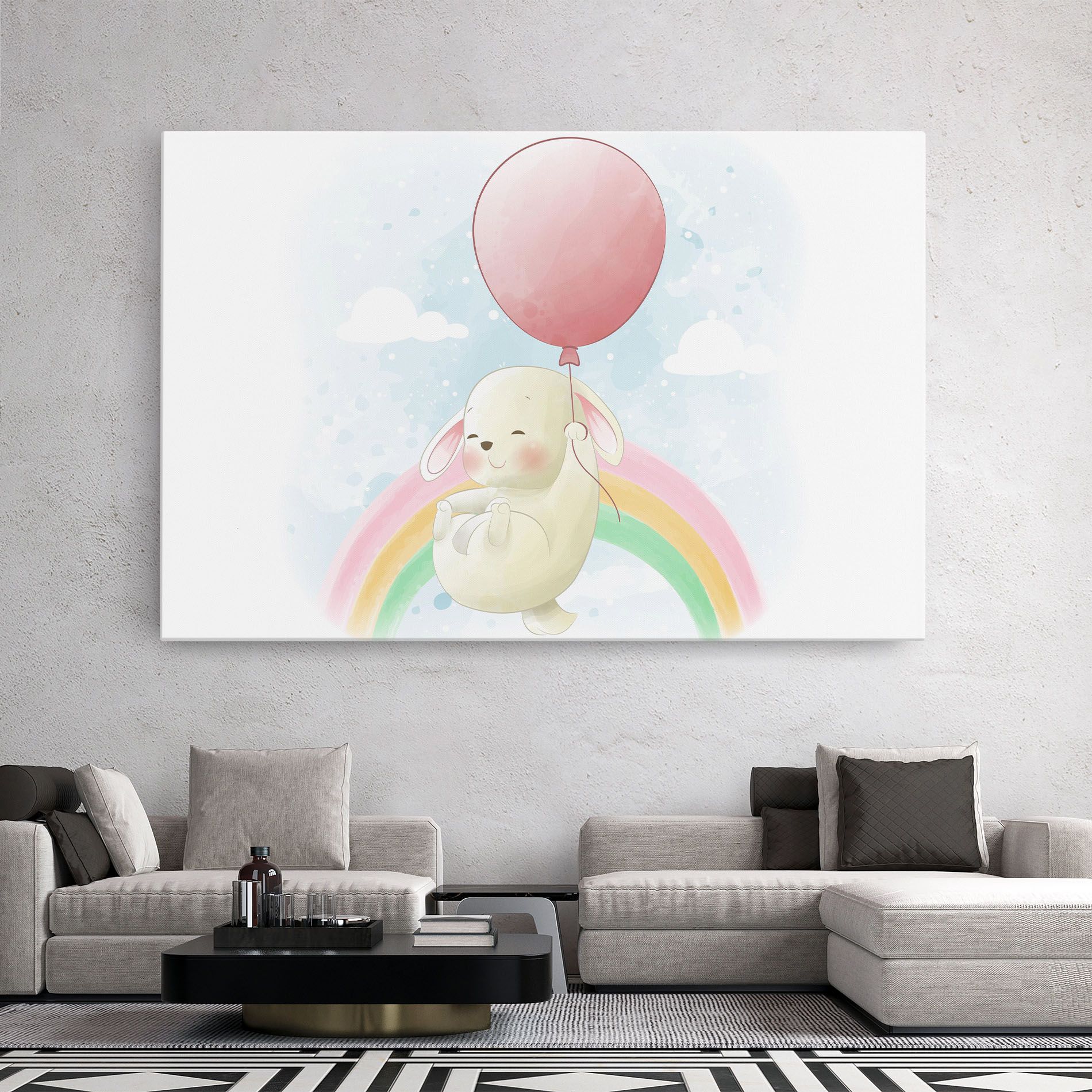 Rainbow Bunny Art mockup 2