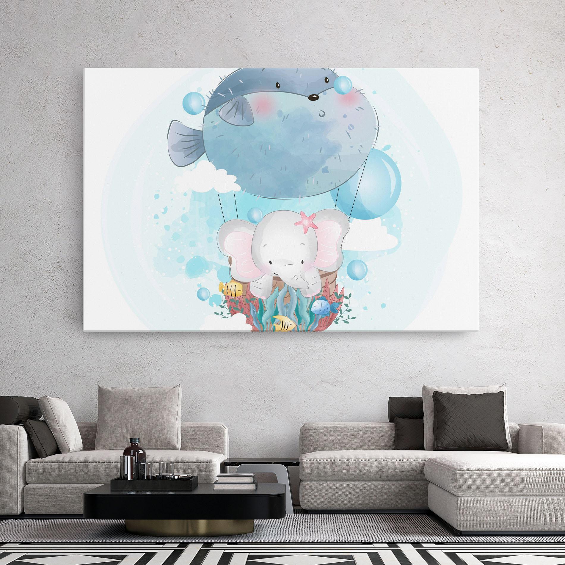 Leinwandbild Swiming Elephant mockup 2