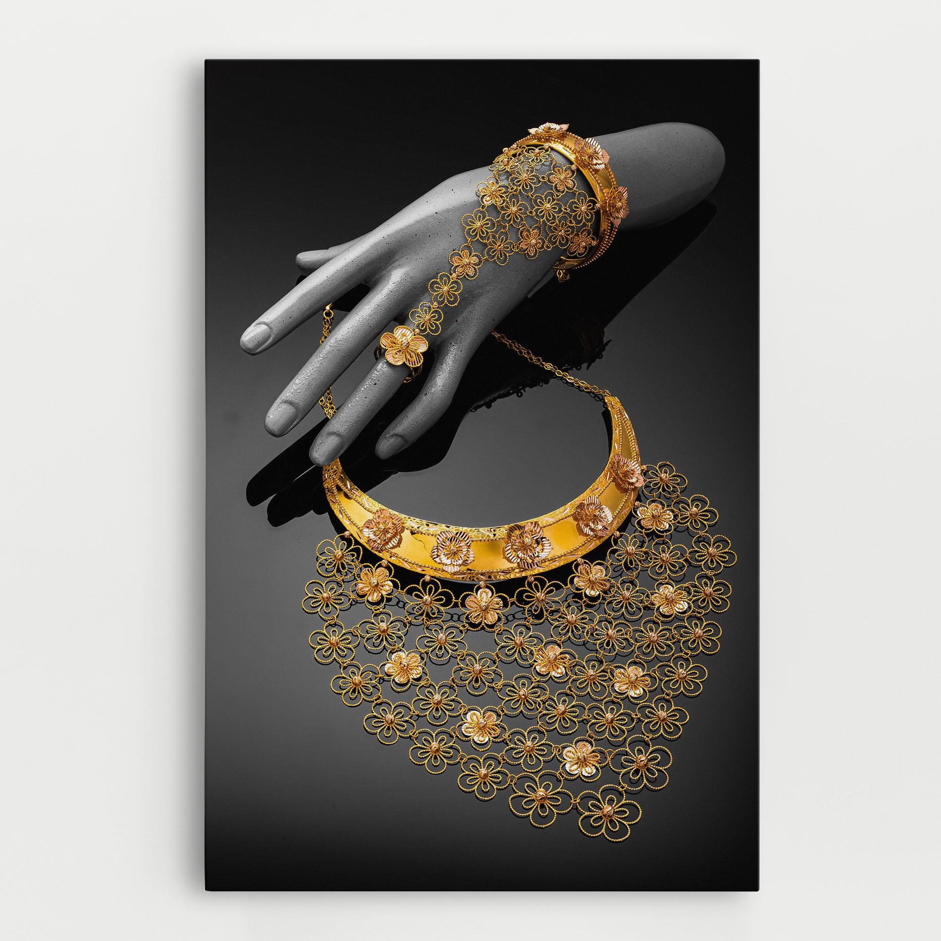 Leinwandbild Golden Jewelery Set mockup 0