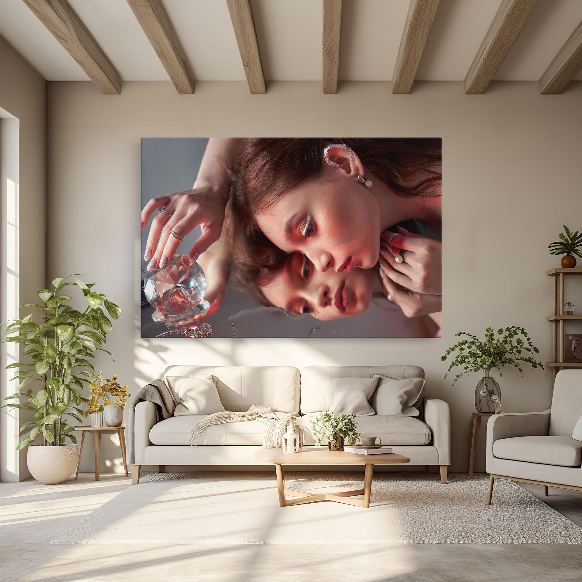 Leinwandbild Big Diamond Hand mockup 6