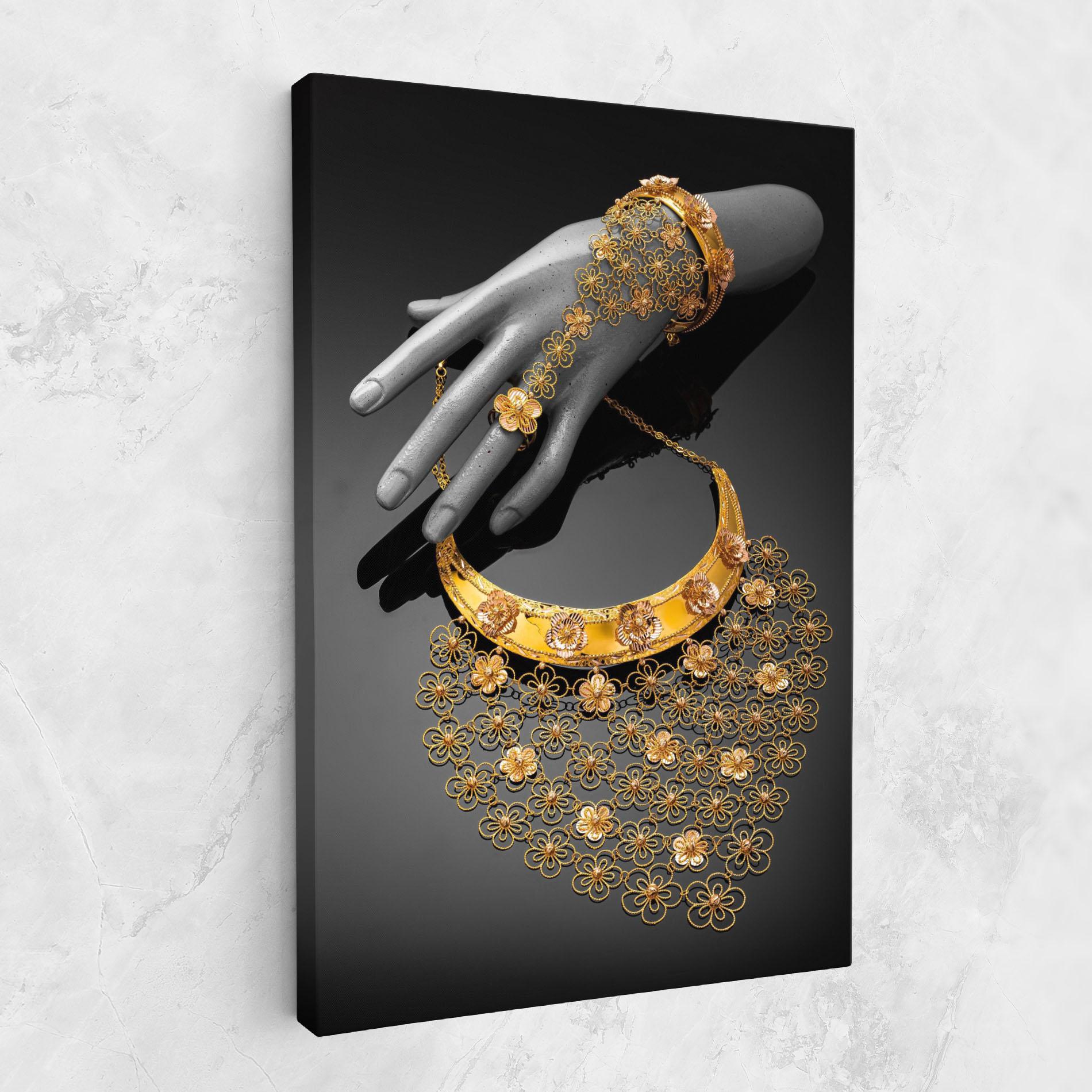 Leinwandbild Golden Jewelery Set mockup 1