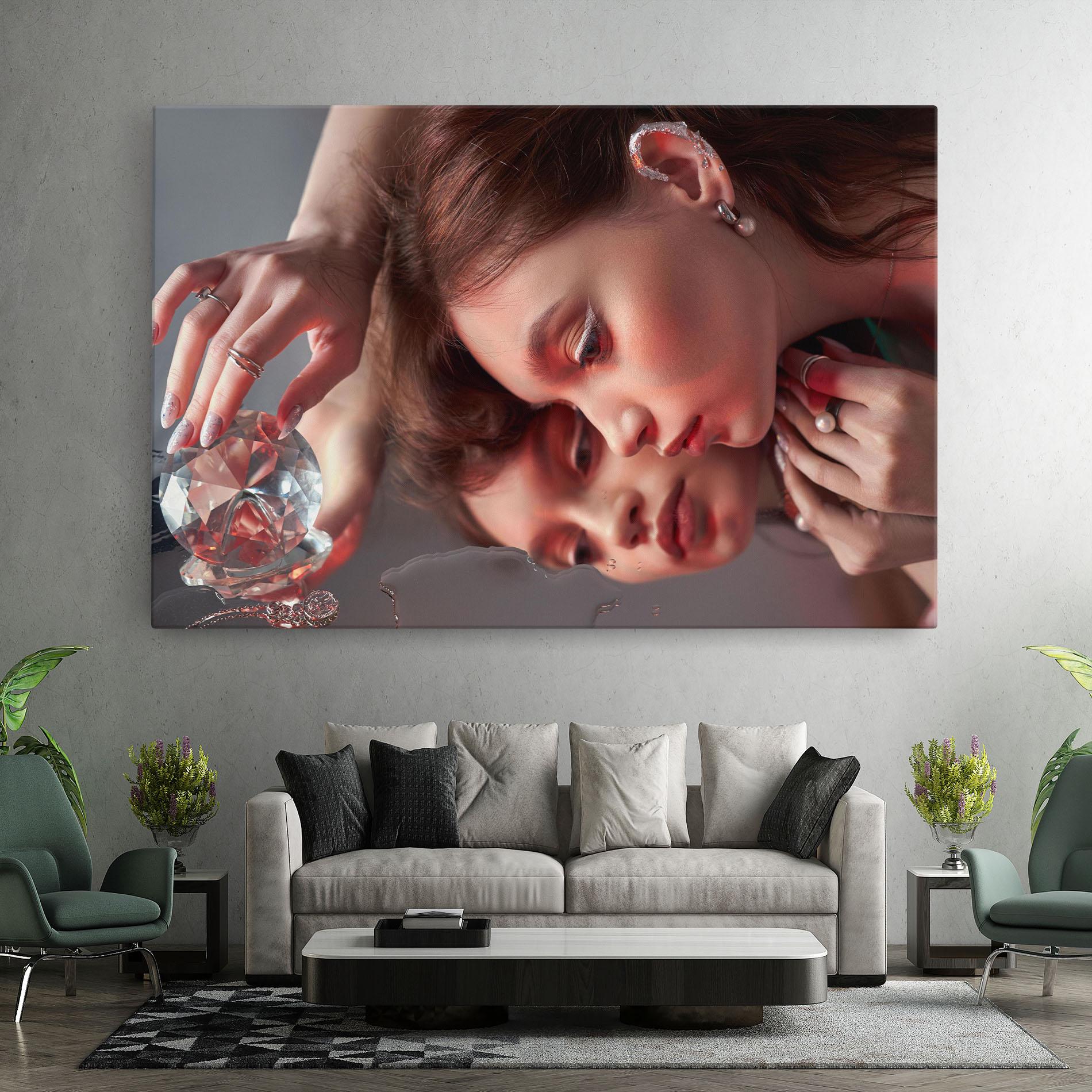 Leinwandbild Big Diamond Hand mockup 7