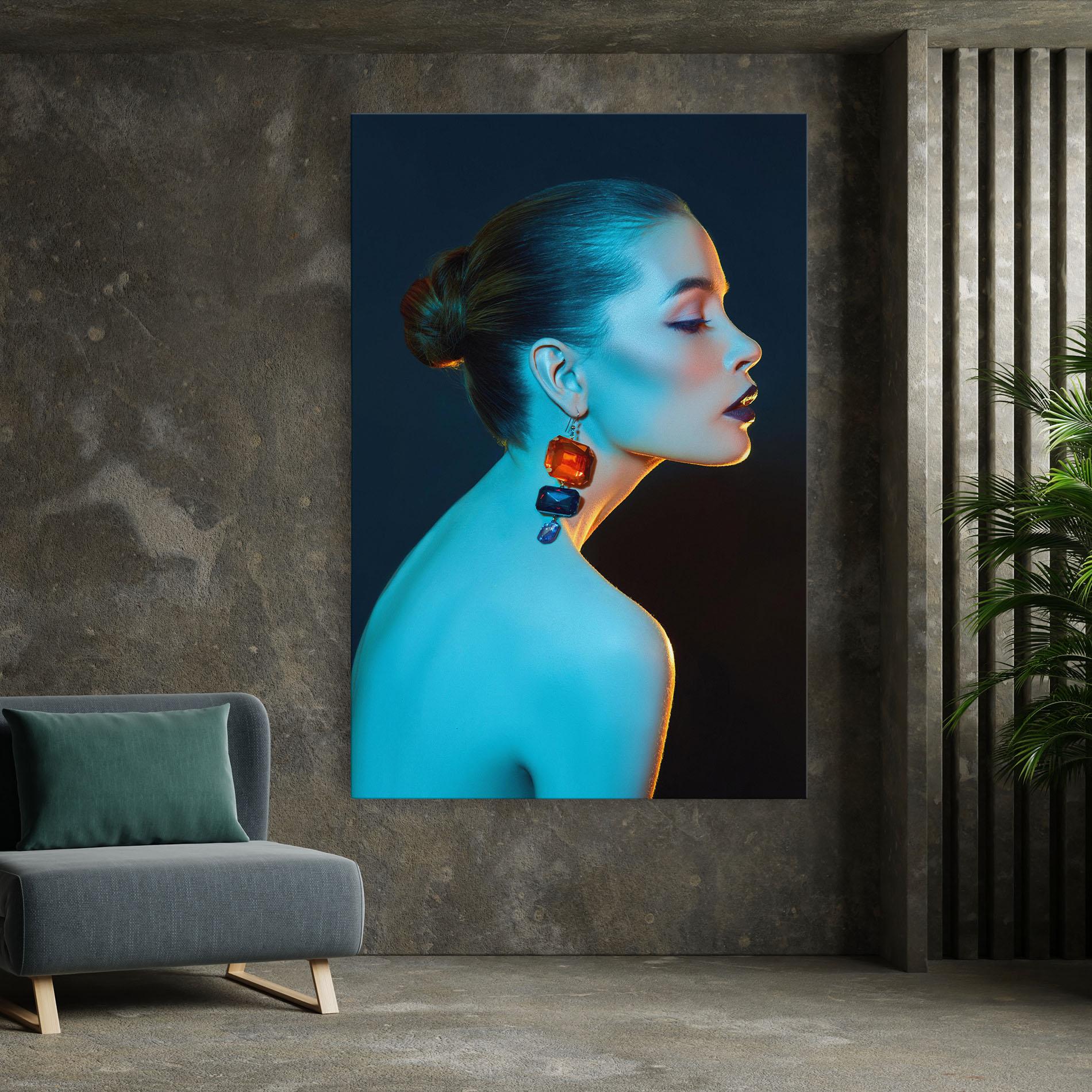 Leinwandbild Blue Light Earring mockup 7