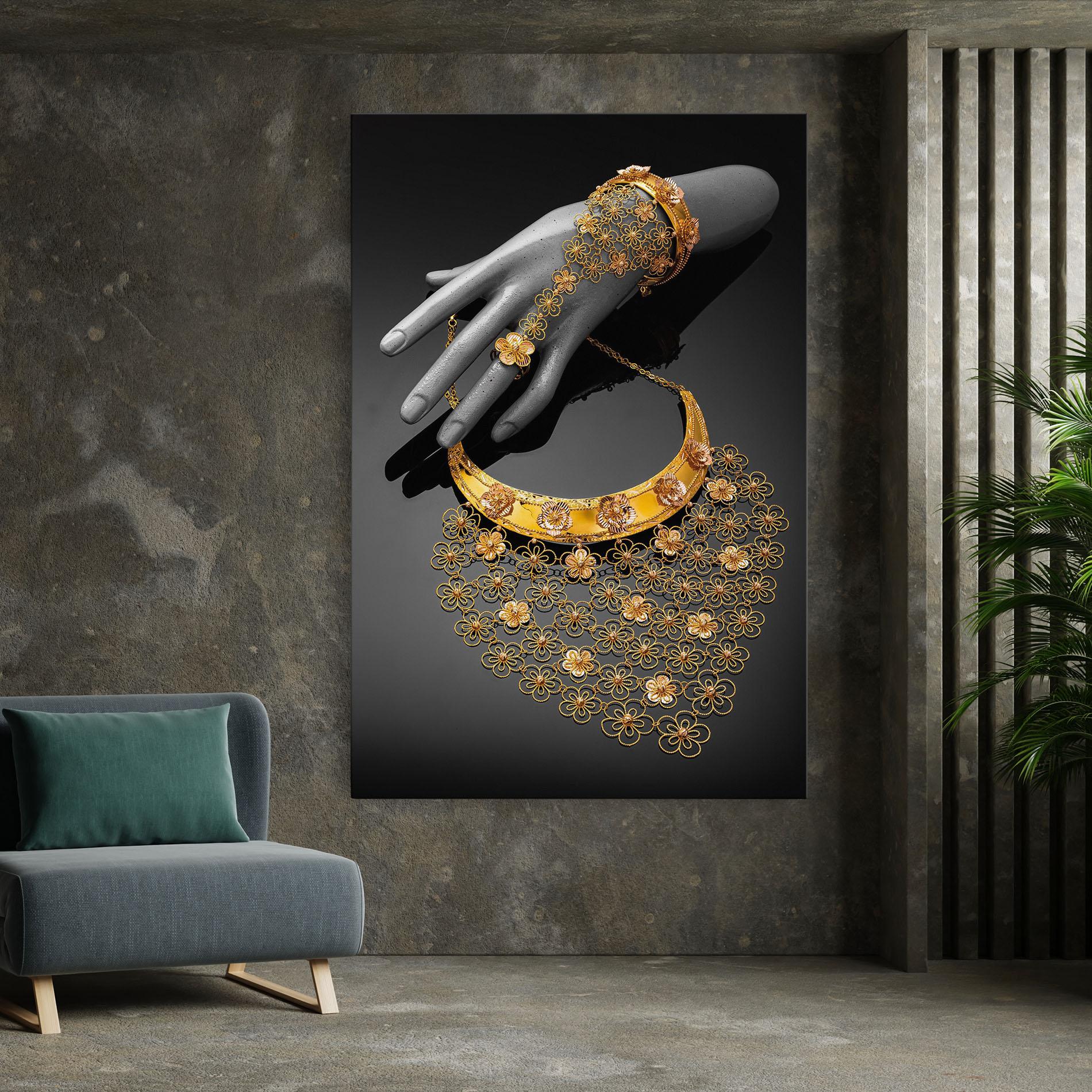 Leinwandbild Golden Jewelery Set mockup 7