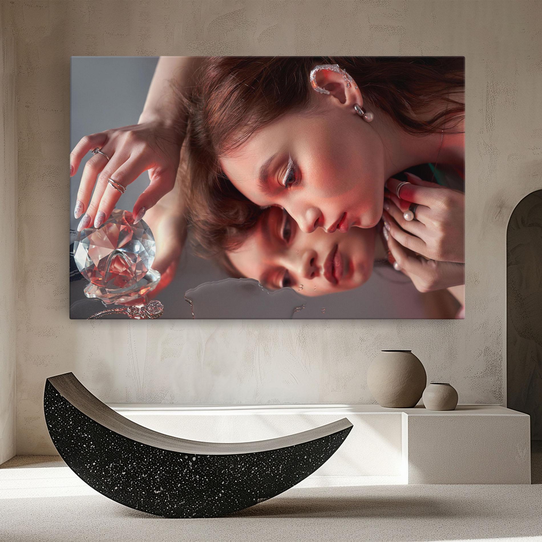 Leinwandbild Big Diamond Hand mockup 8