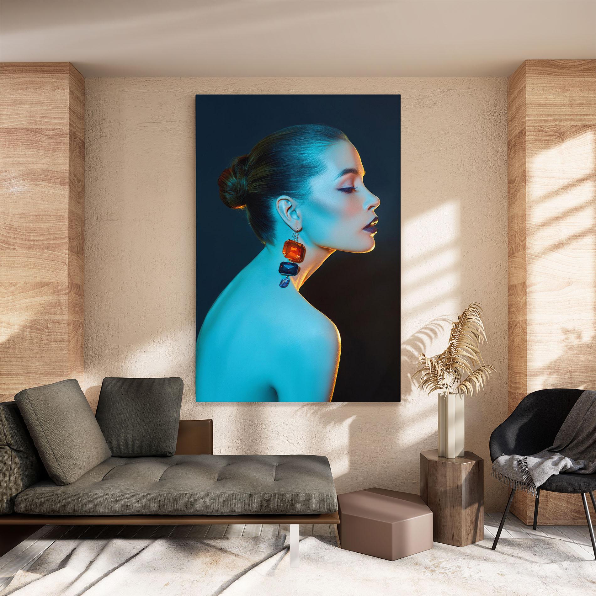 Leinwandbild Blue Light Earring mockup 8