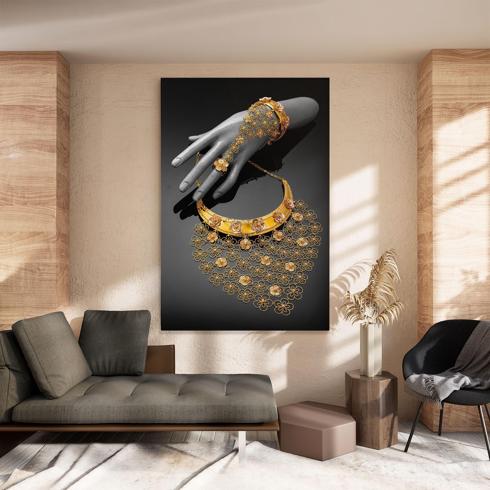 Leinwandbild Golden Jewelery Set mockup 8