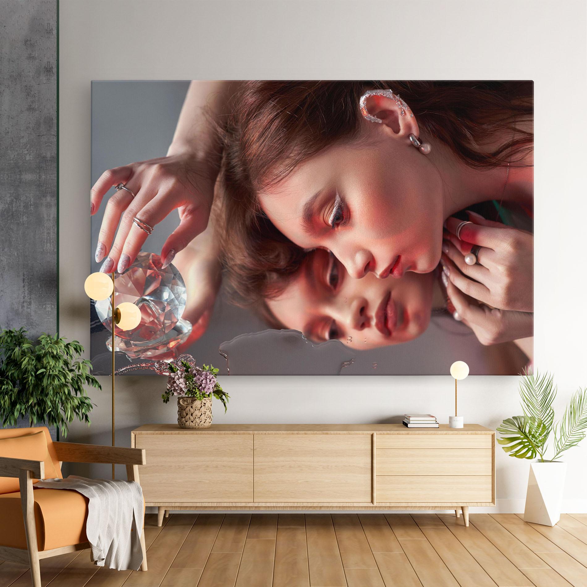 Leinwandbild Big Diamond Hand mockup 9