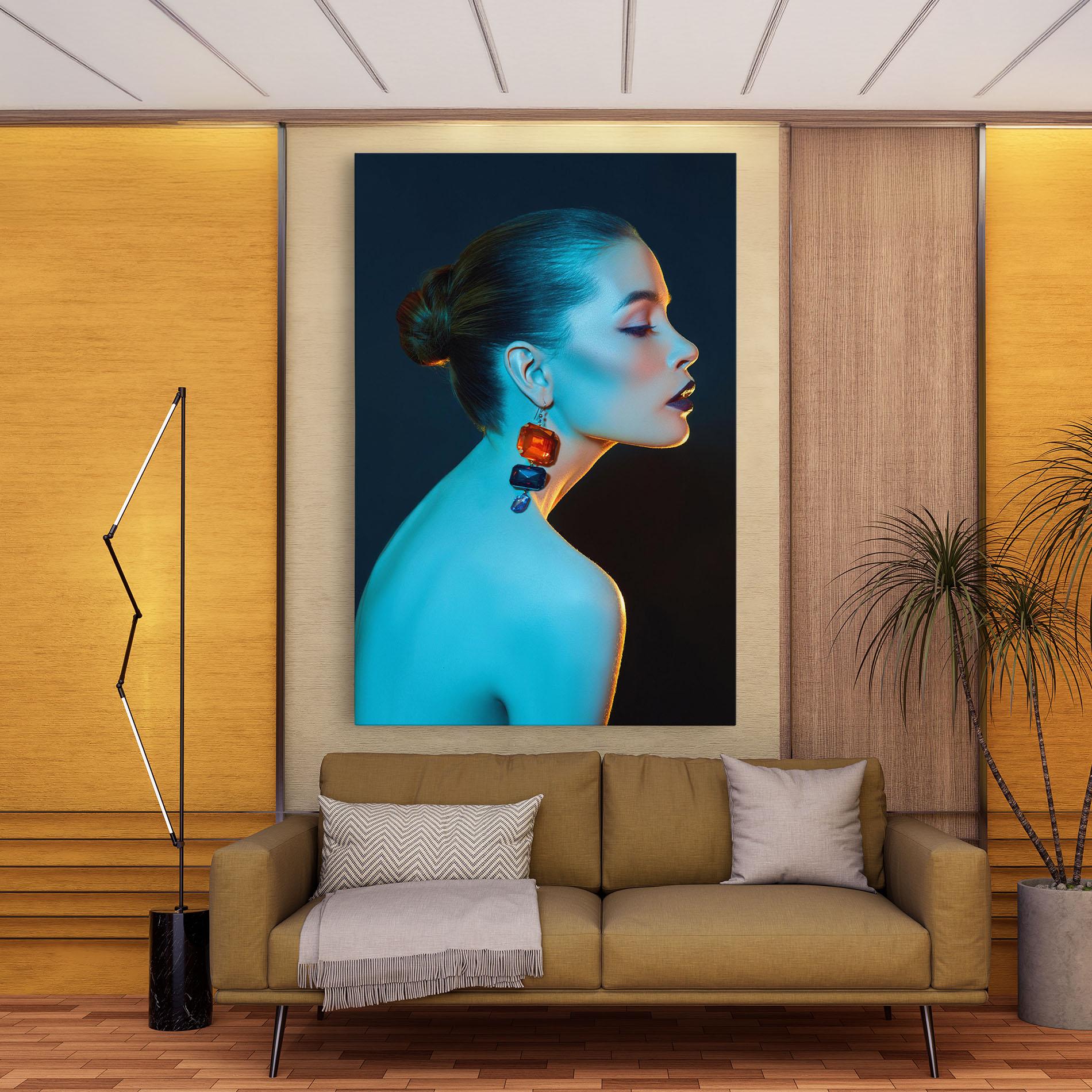 Leinwandbild Blue Light Earring mockup 9