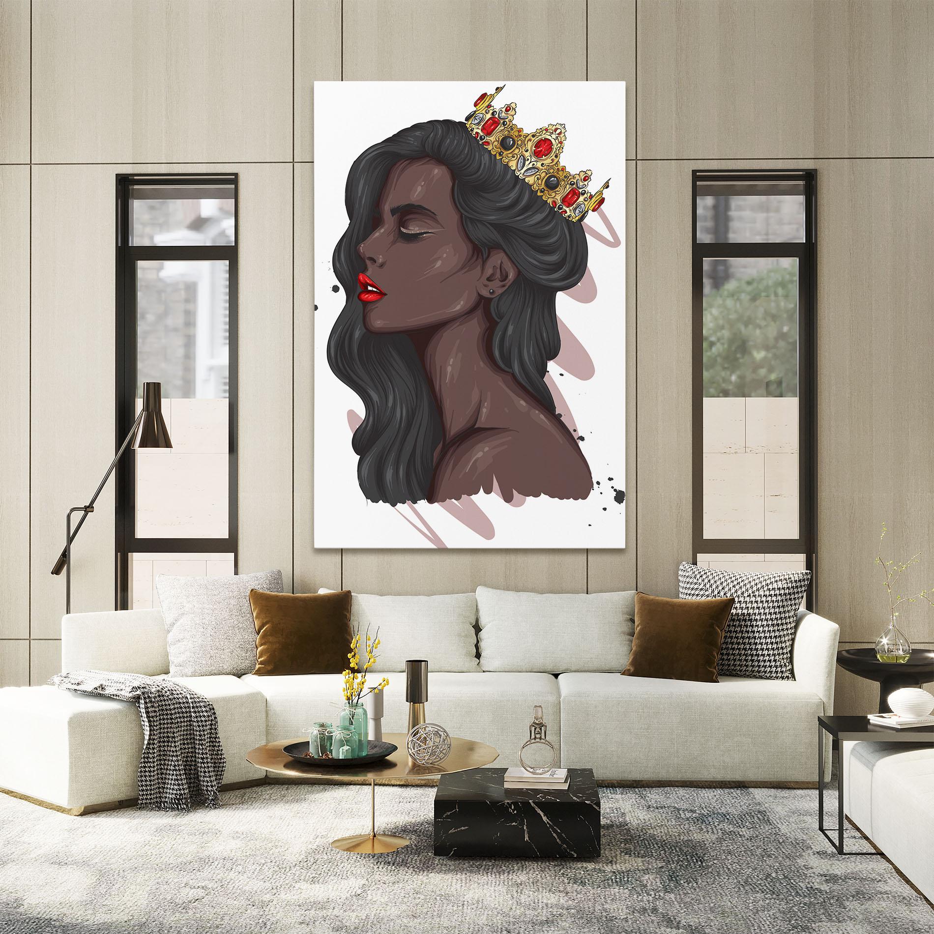 Leinwandbild Black Woman With Crown mockup 2