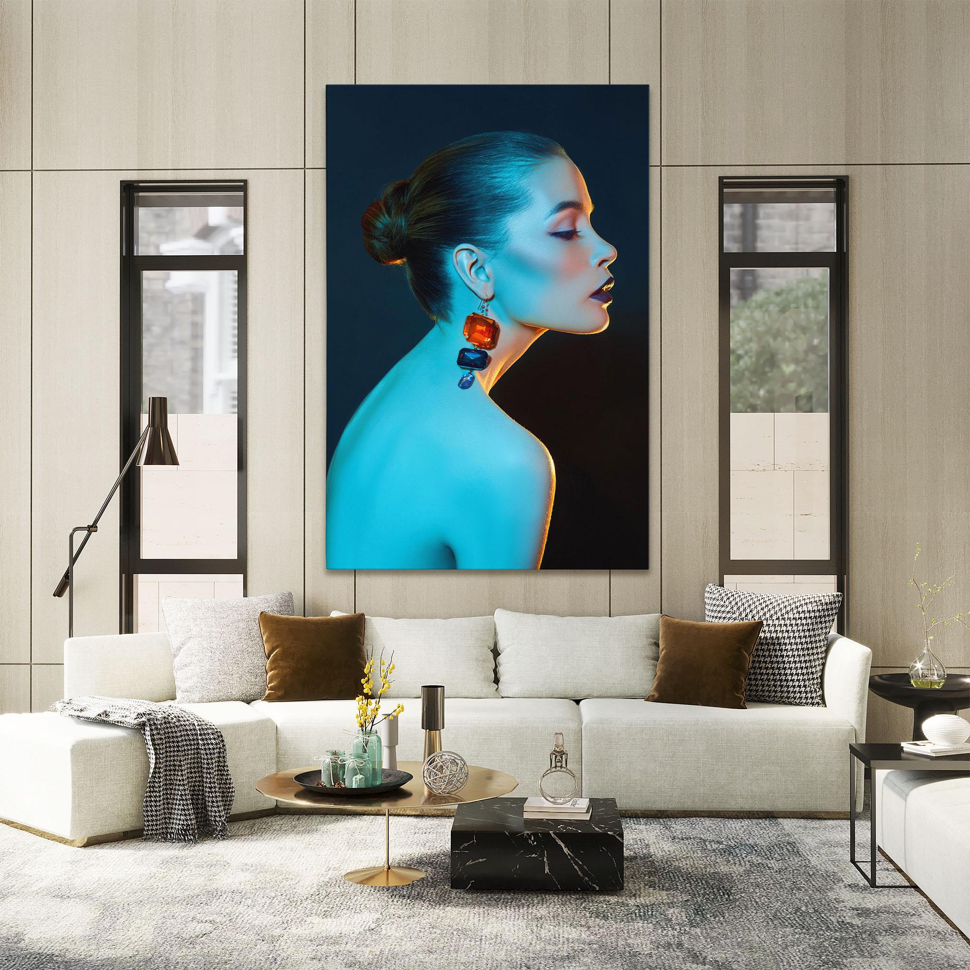 Leinwandbild Blue Light Earring mockup 2