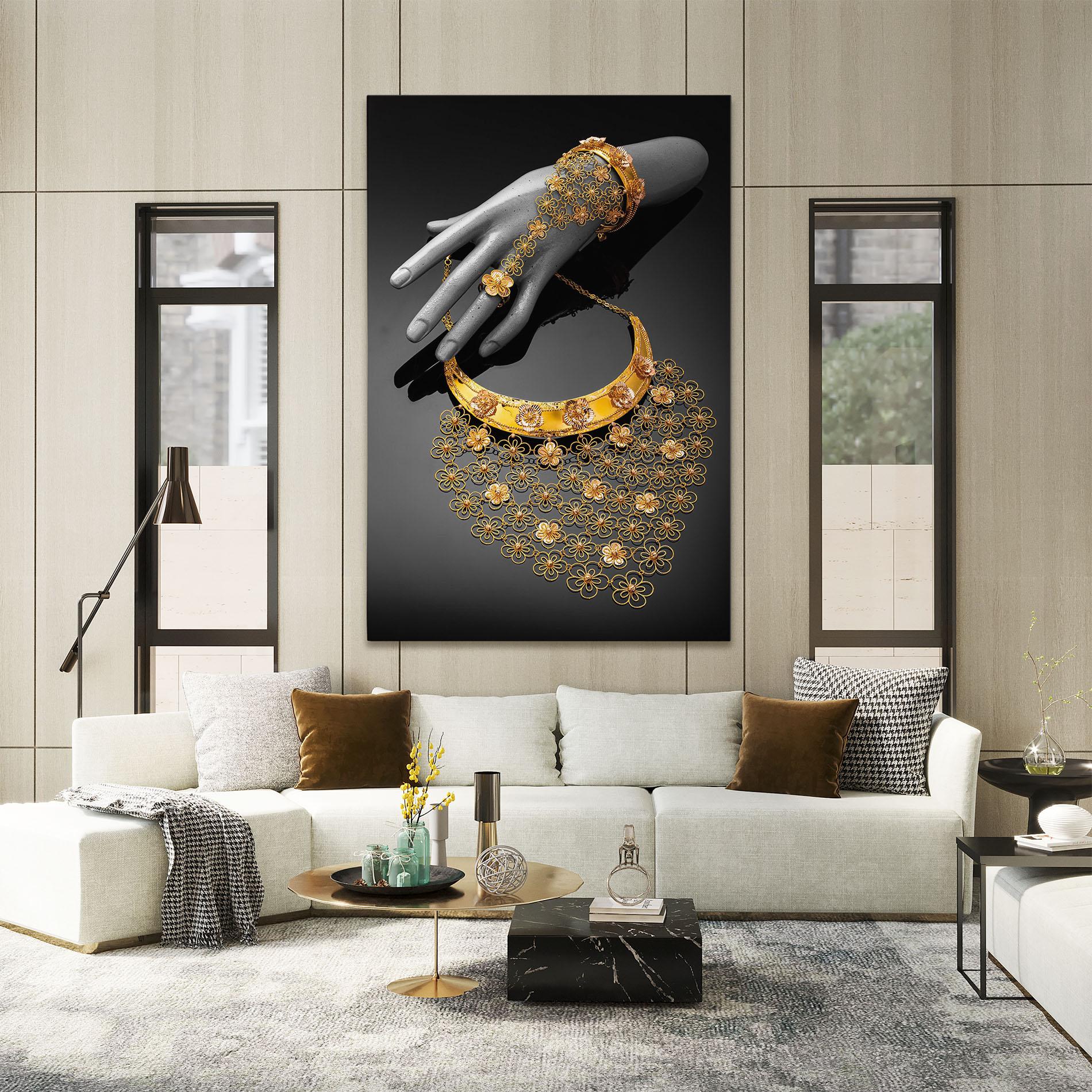 Leinwandbild Golden Jewelery Set mockup 2