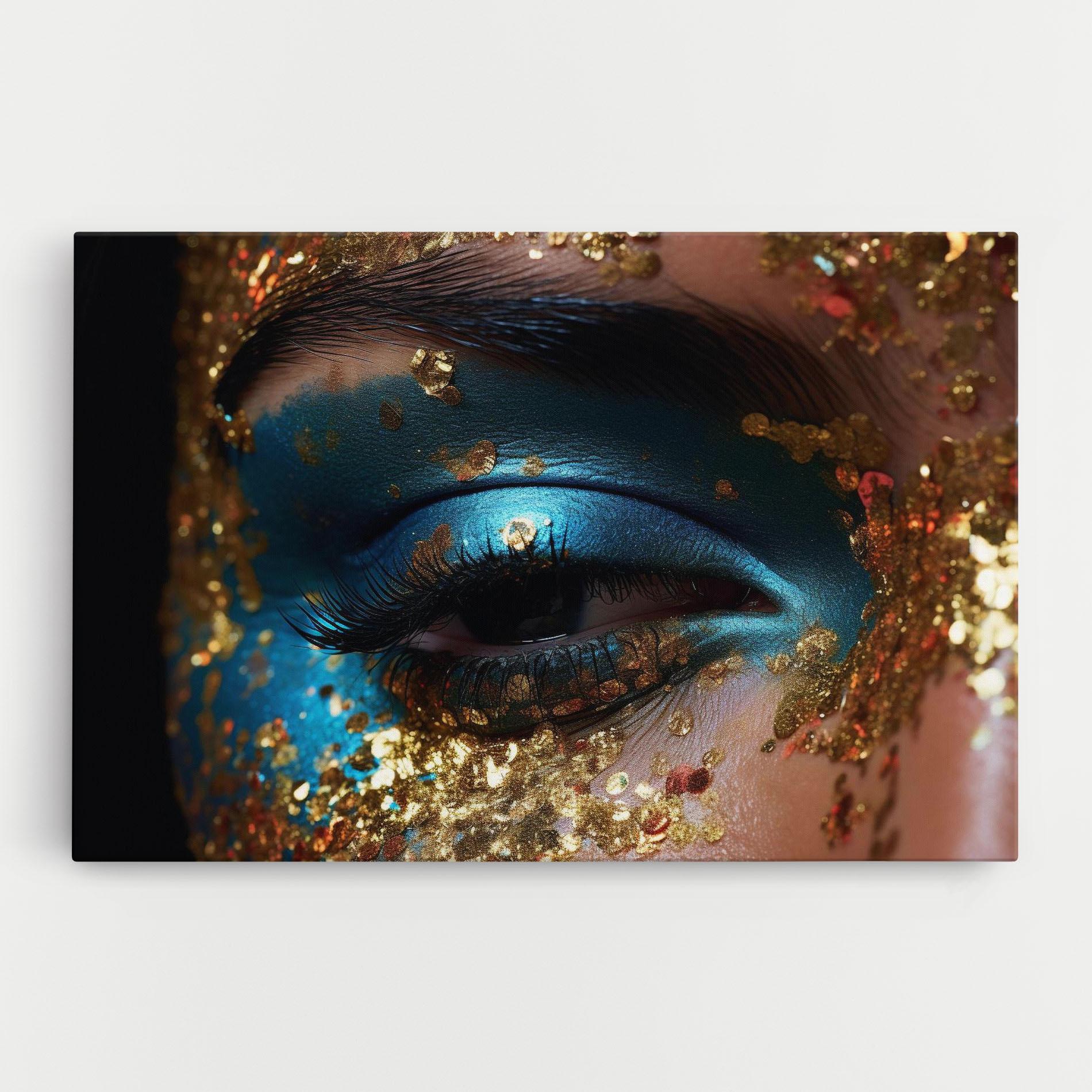 Leinwandbild Blue Gold Glitter mockup 0