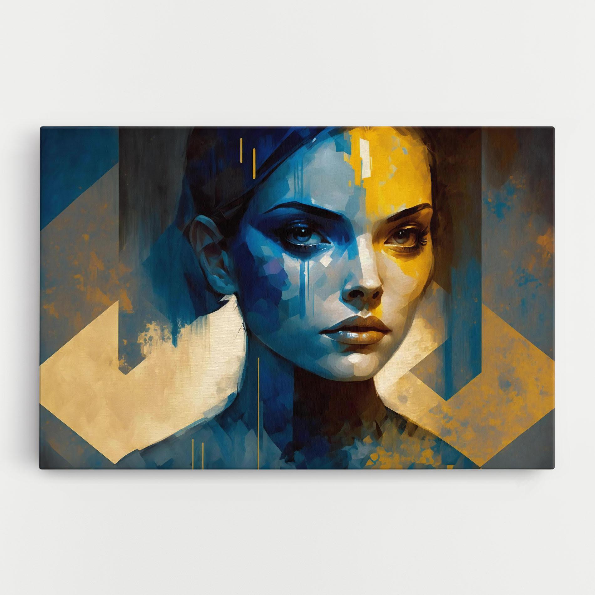Leinwandbild Gold Blue Face mockup 0