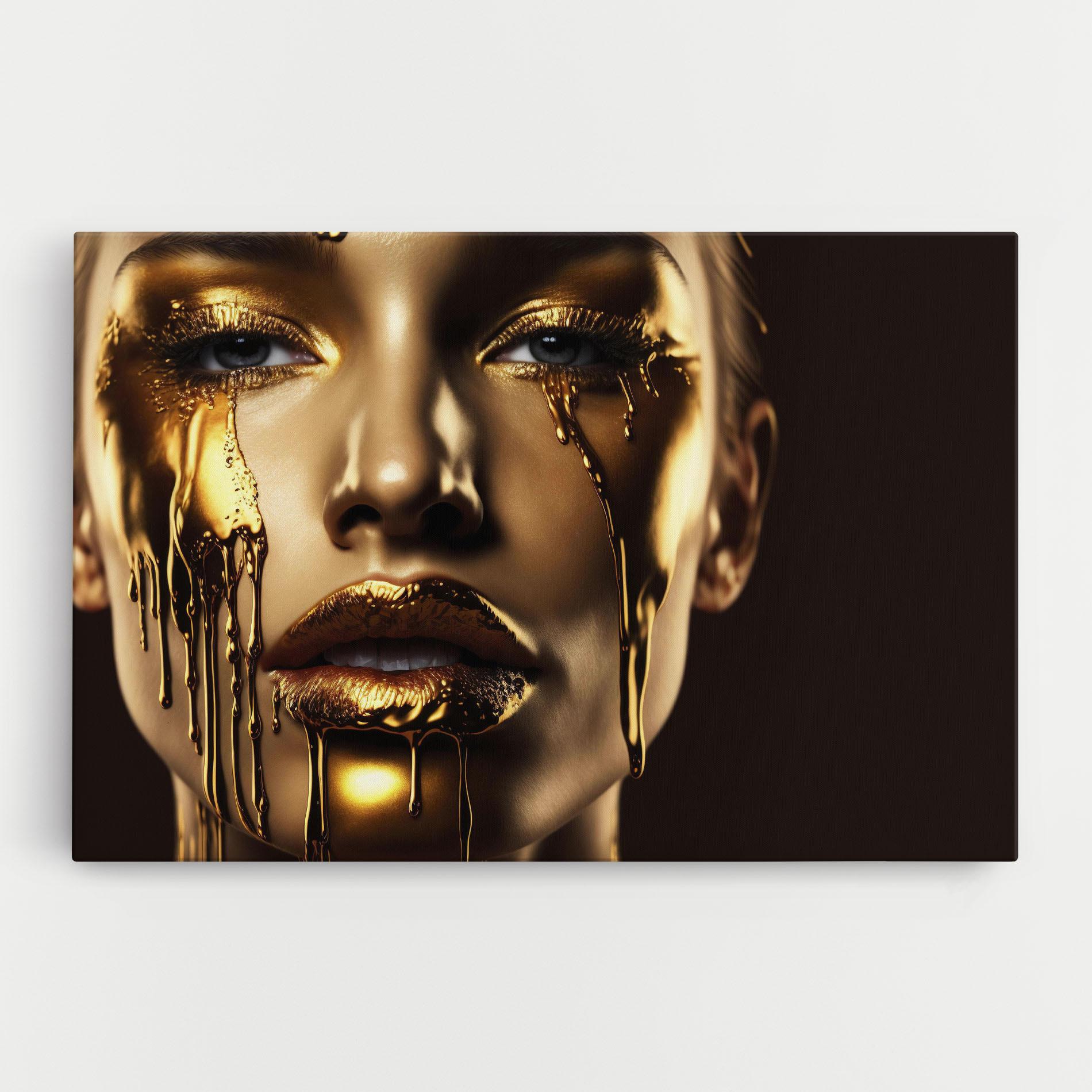 Leinwandbild Gold Dripping Makeup mockup 0