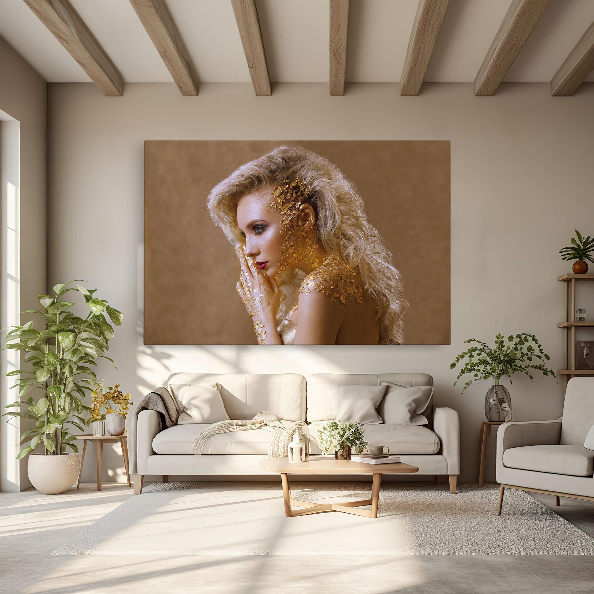 Leinwandbild Gold Paper Makeup mockup 6