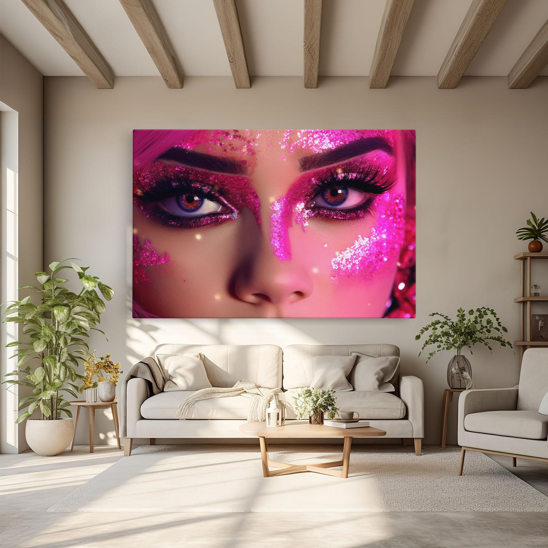 Leinwandbild Pink Glitter Makeup mockup 6