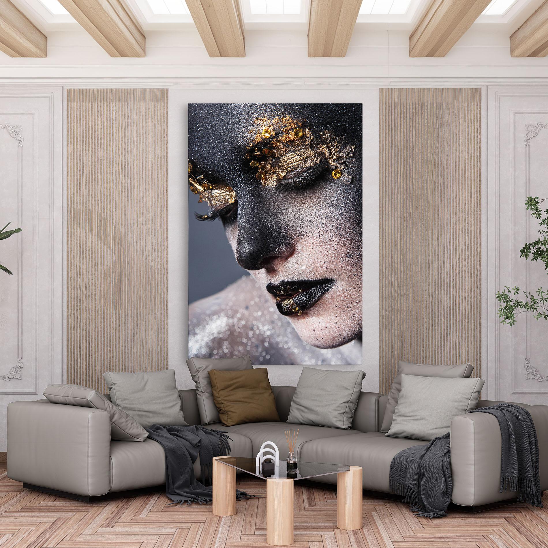 Leinwandbild Beautiful Gold Artistic Makeup mockup 6