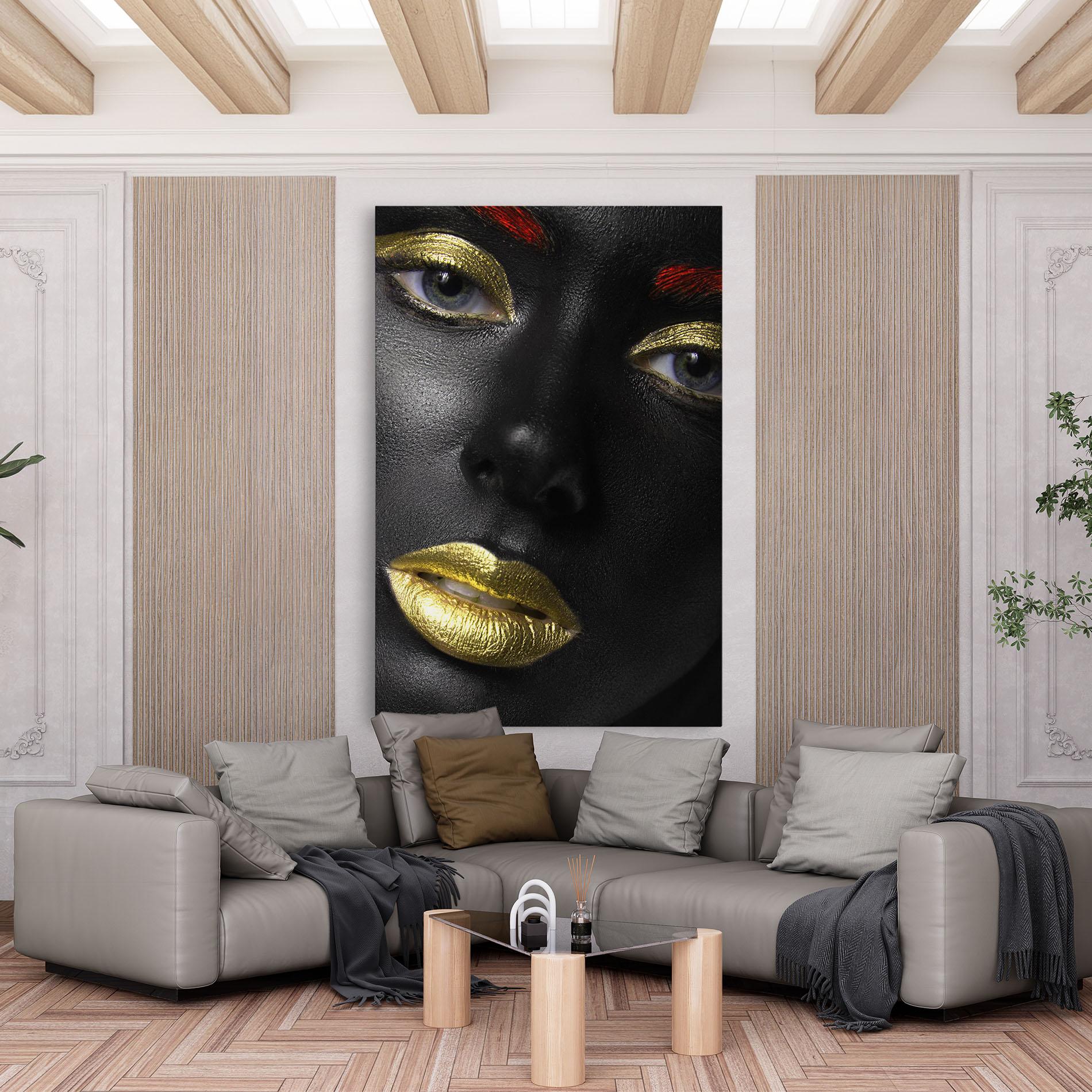 Leinwandbild Gold Make Up And Lips mockup 6