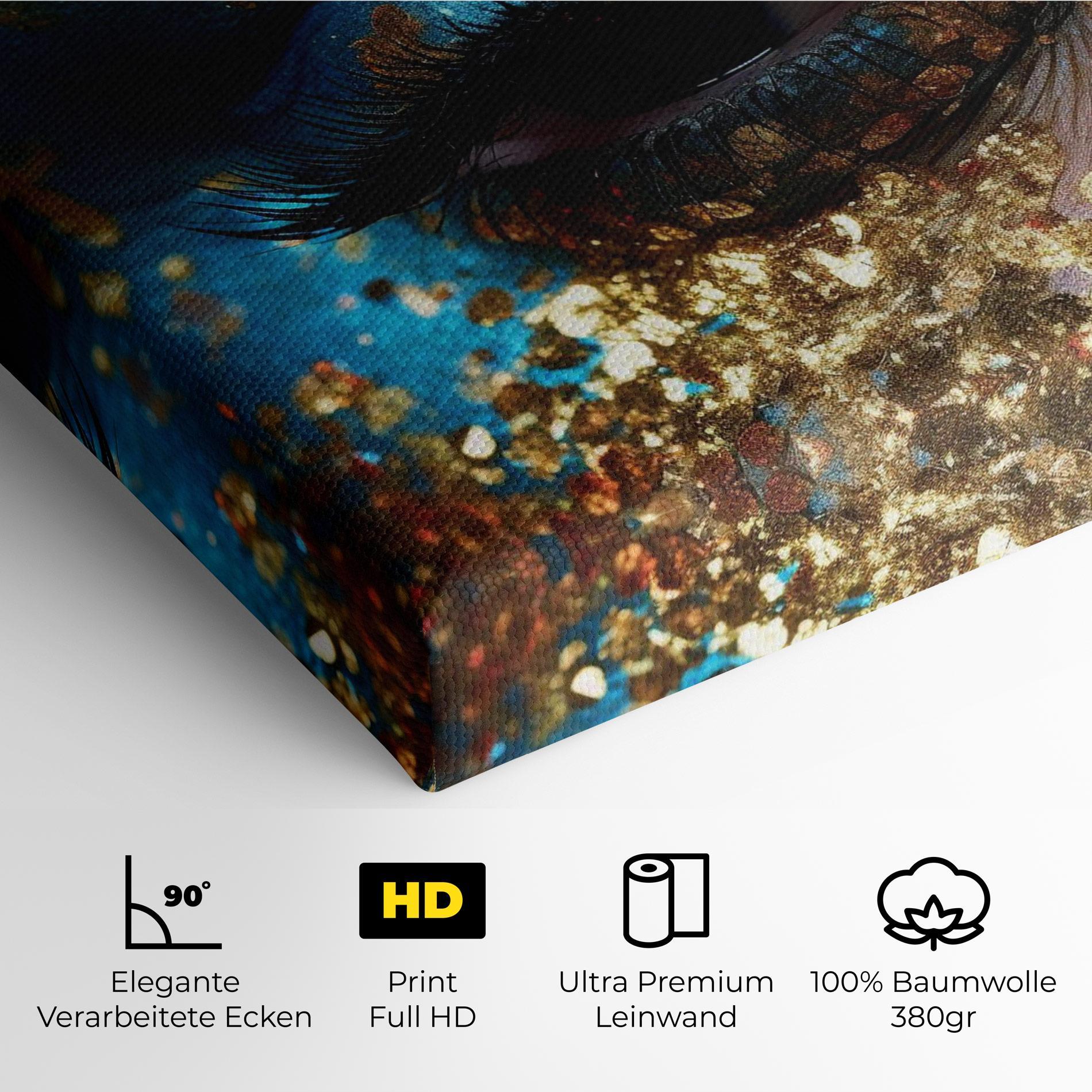Leinwandbild Blue Gold Glitter mockup 4