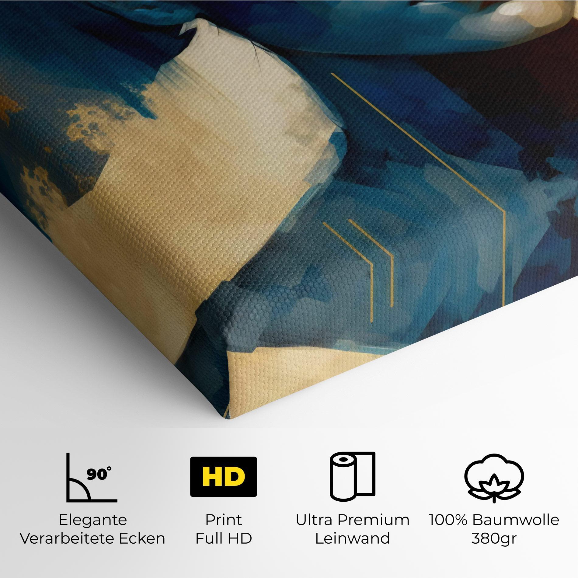 Leinwandbild Gold Blue Face mockup 4