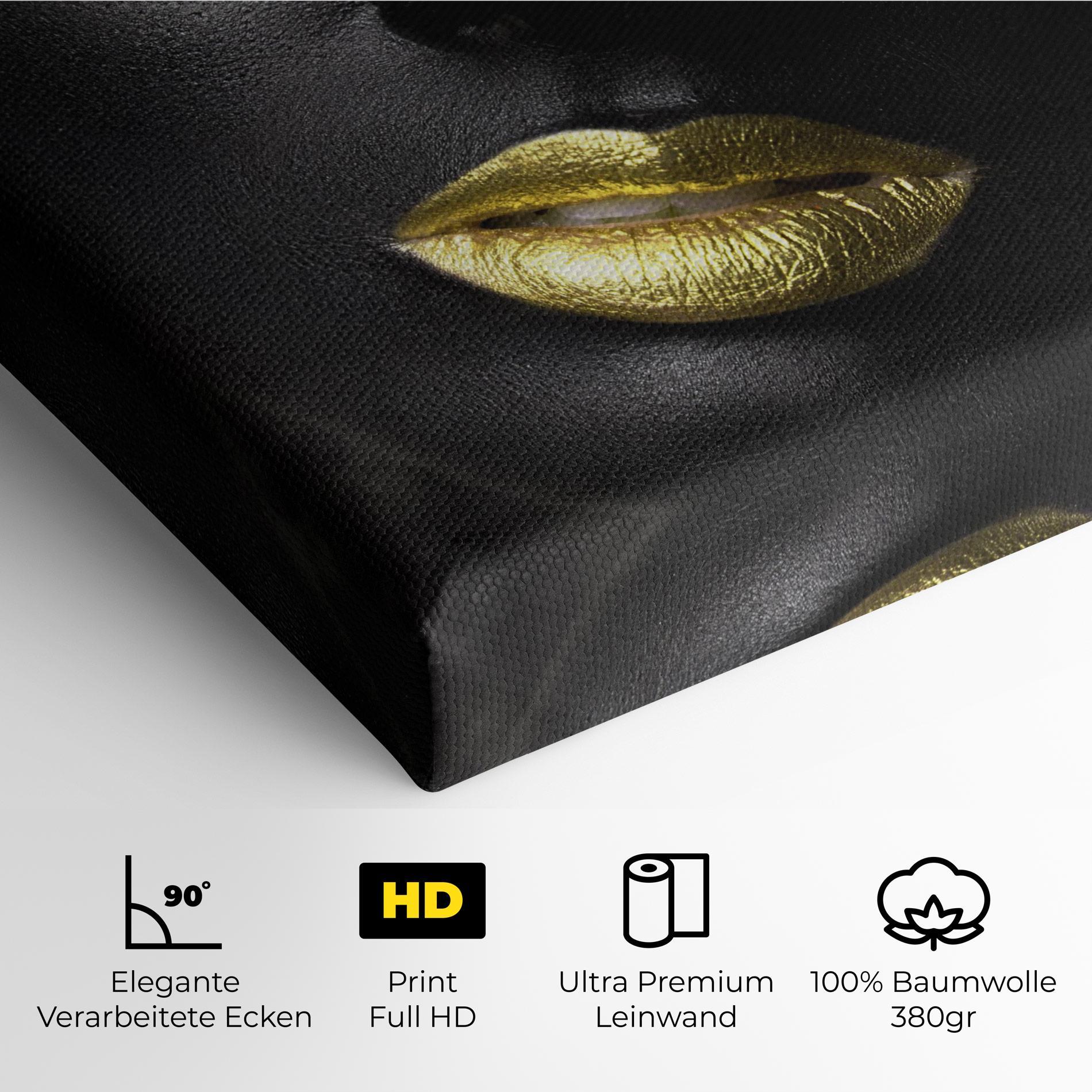 Leinwandbild Gold Make Up And Lips mockup 4