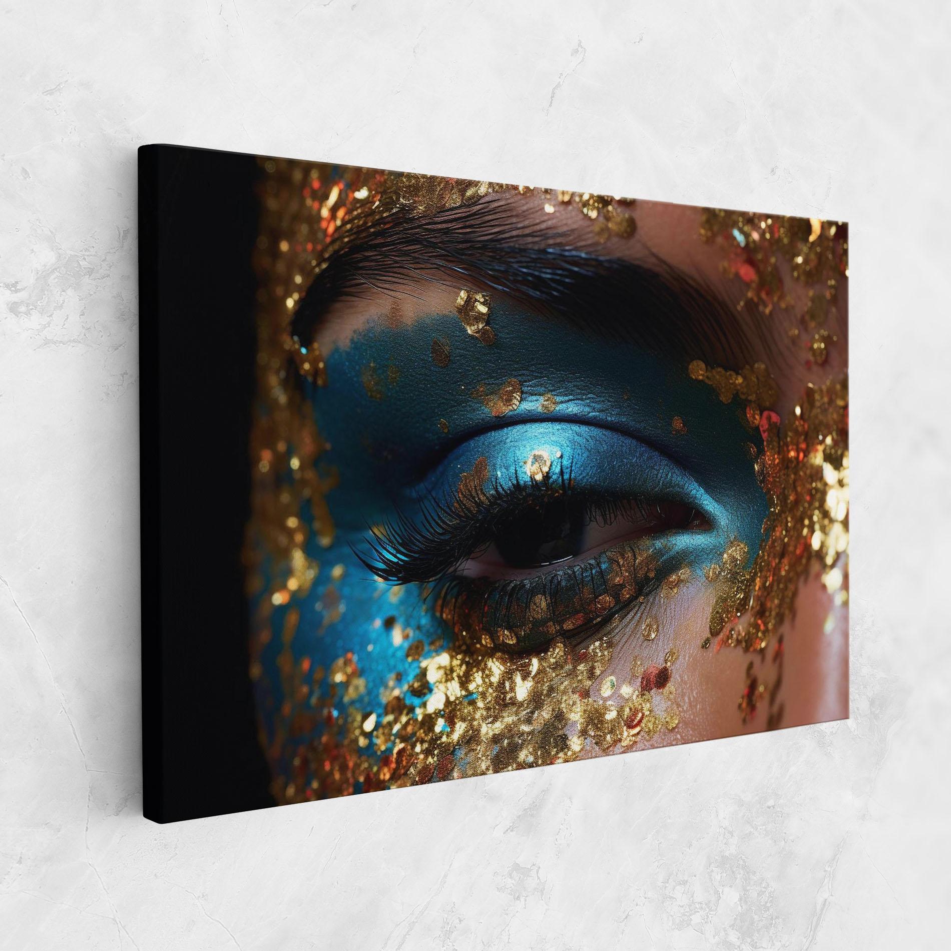 Leinwandbild Blue Gold Glitter mockup 1