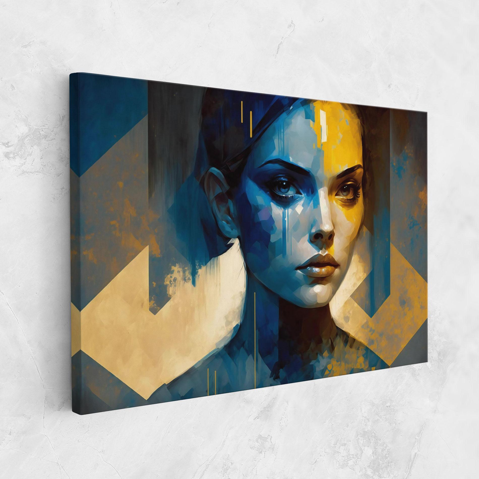 Leinwandbild Gold Blue Face mockup 1