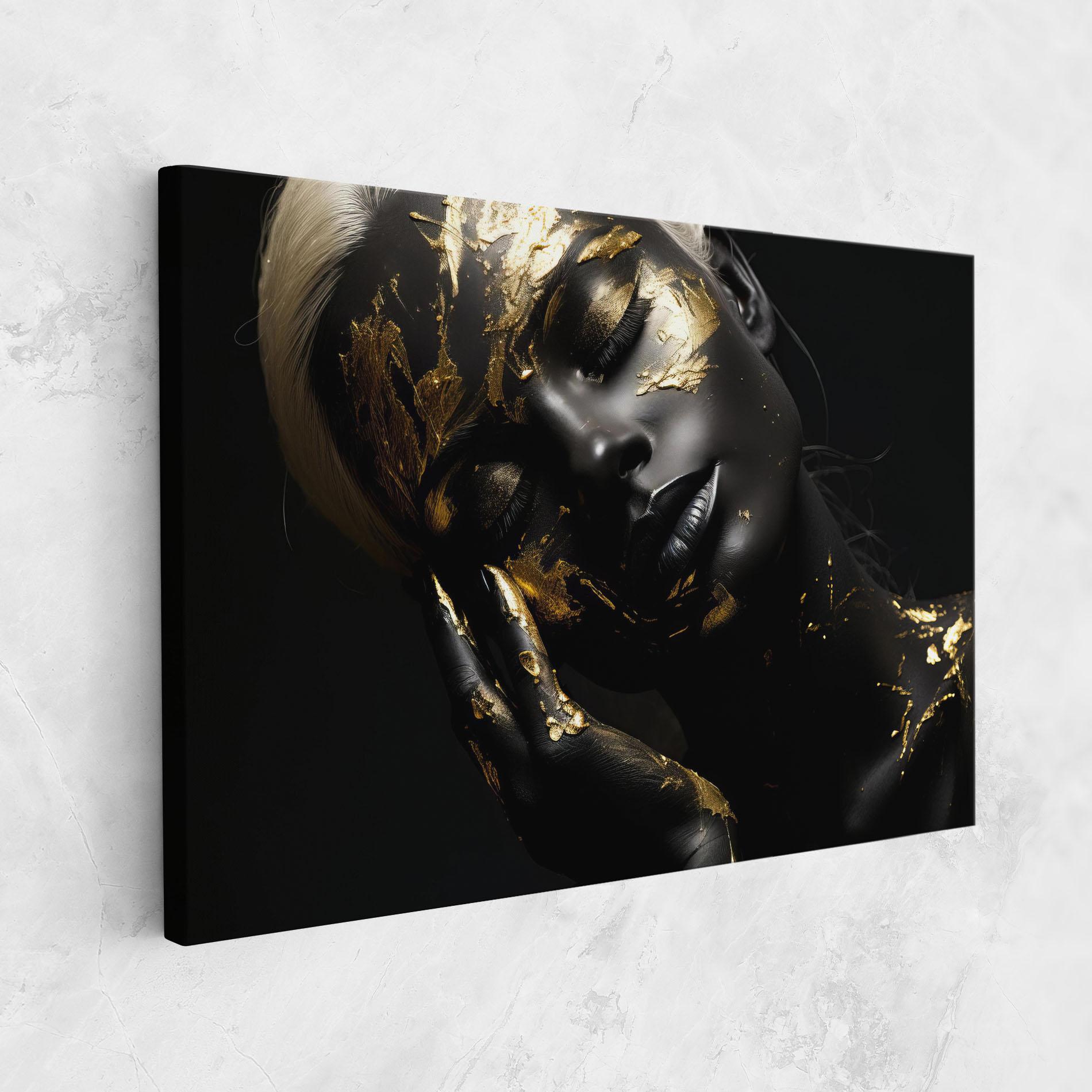 Leinwandbild Gold Makeup On Black mockup 1