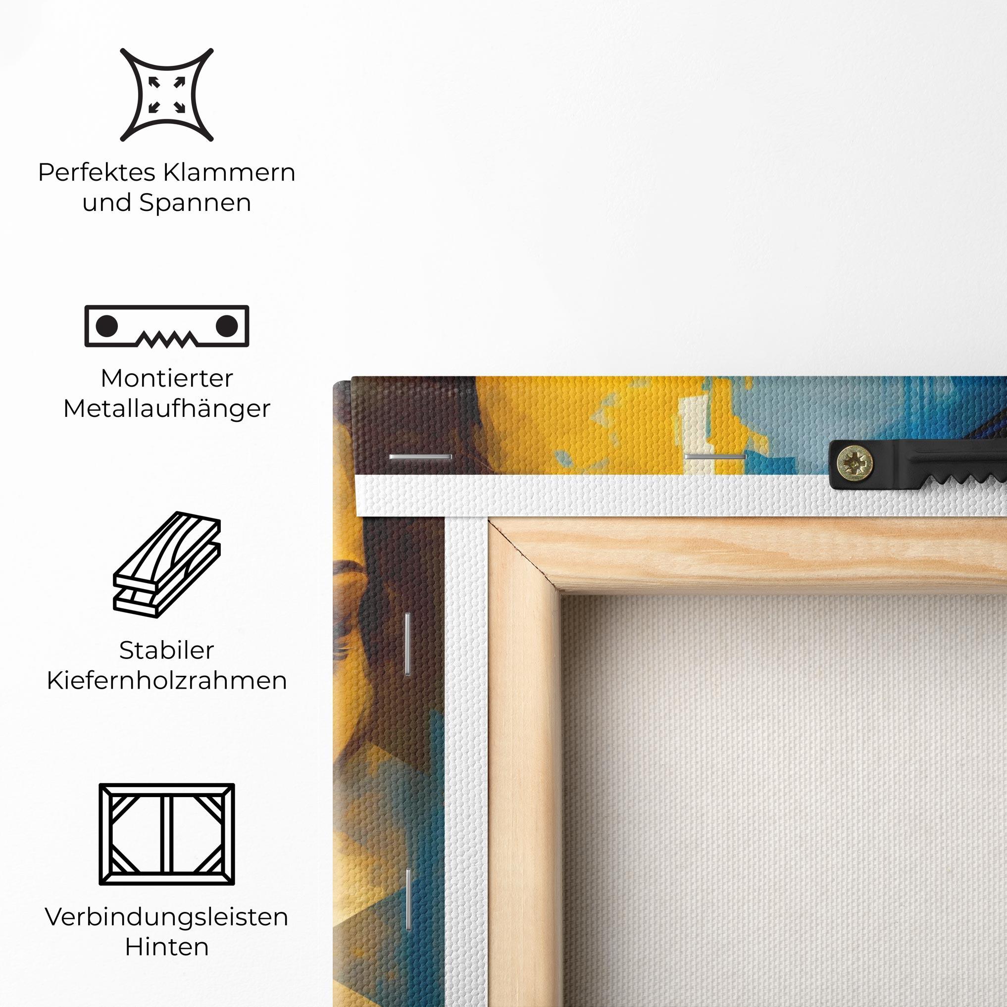 Leinwandbild Gold Blue Face mockup 5