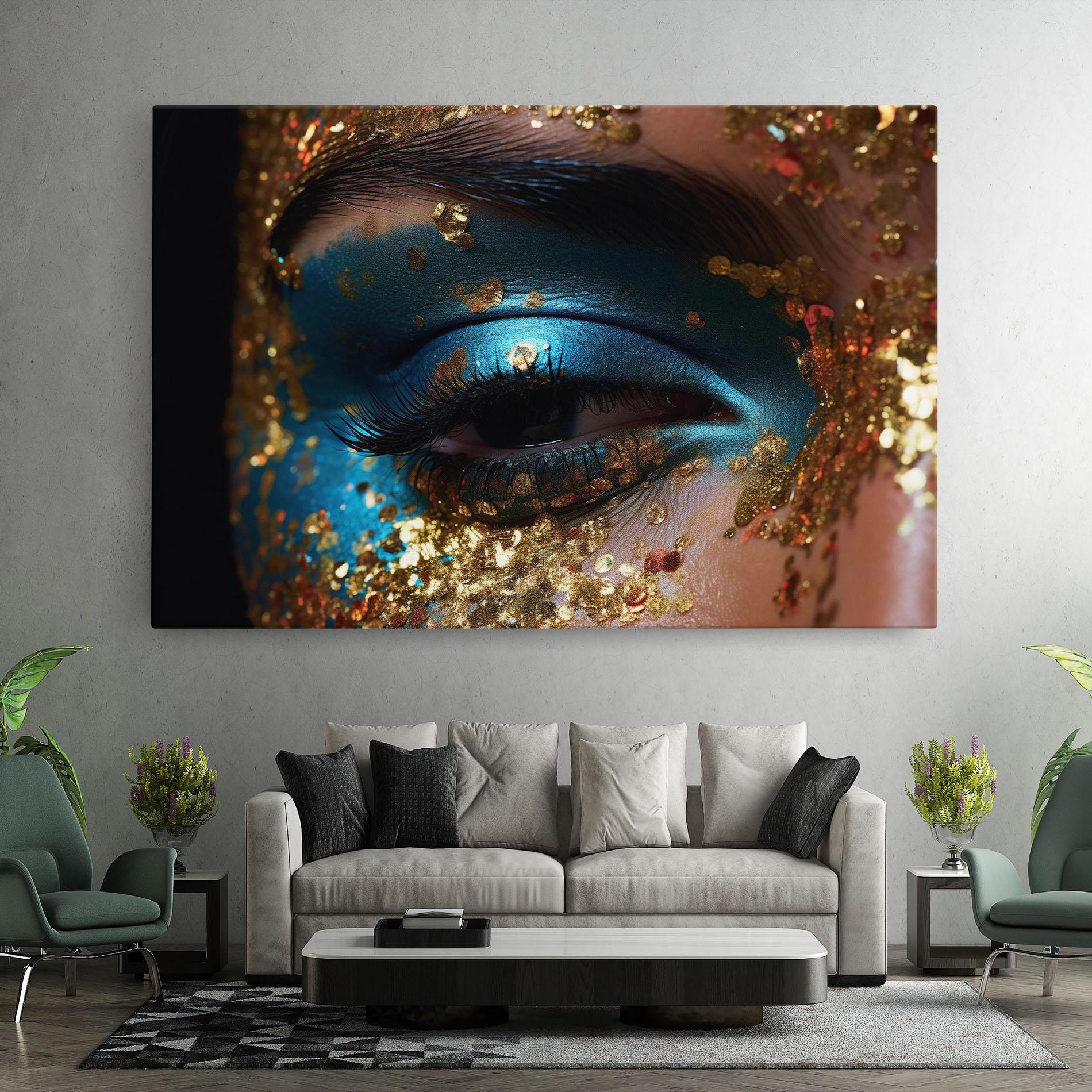 Leinwandbild Blue Gold Glitter mockup 7