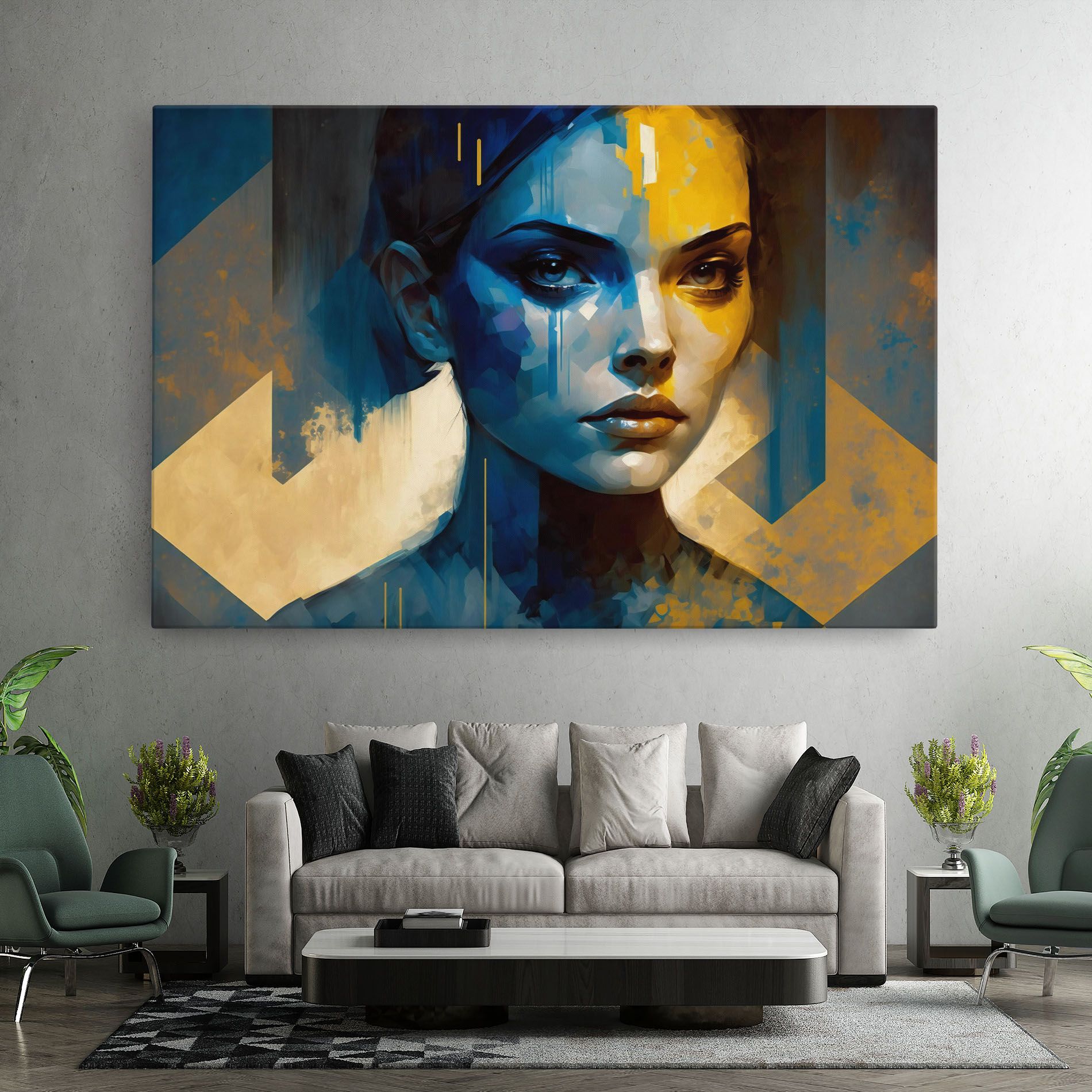 Gold Blue Face mockup 7