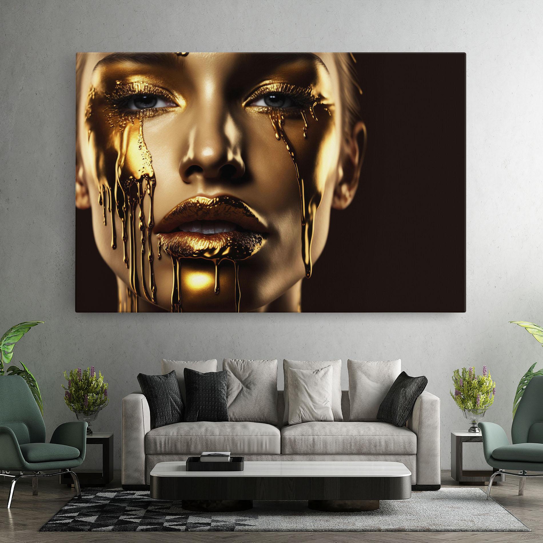 Leinwandbild Gold Dripping Makeup mockup 7