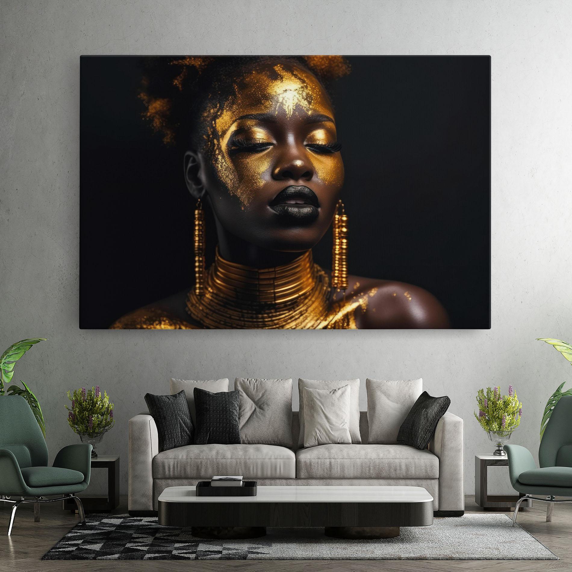 Leinwandbild Gold Makeup Black Lips mockup 7