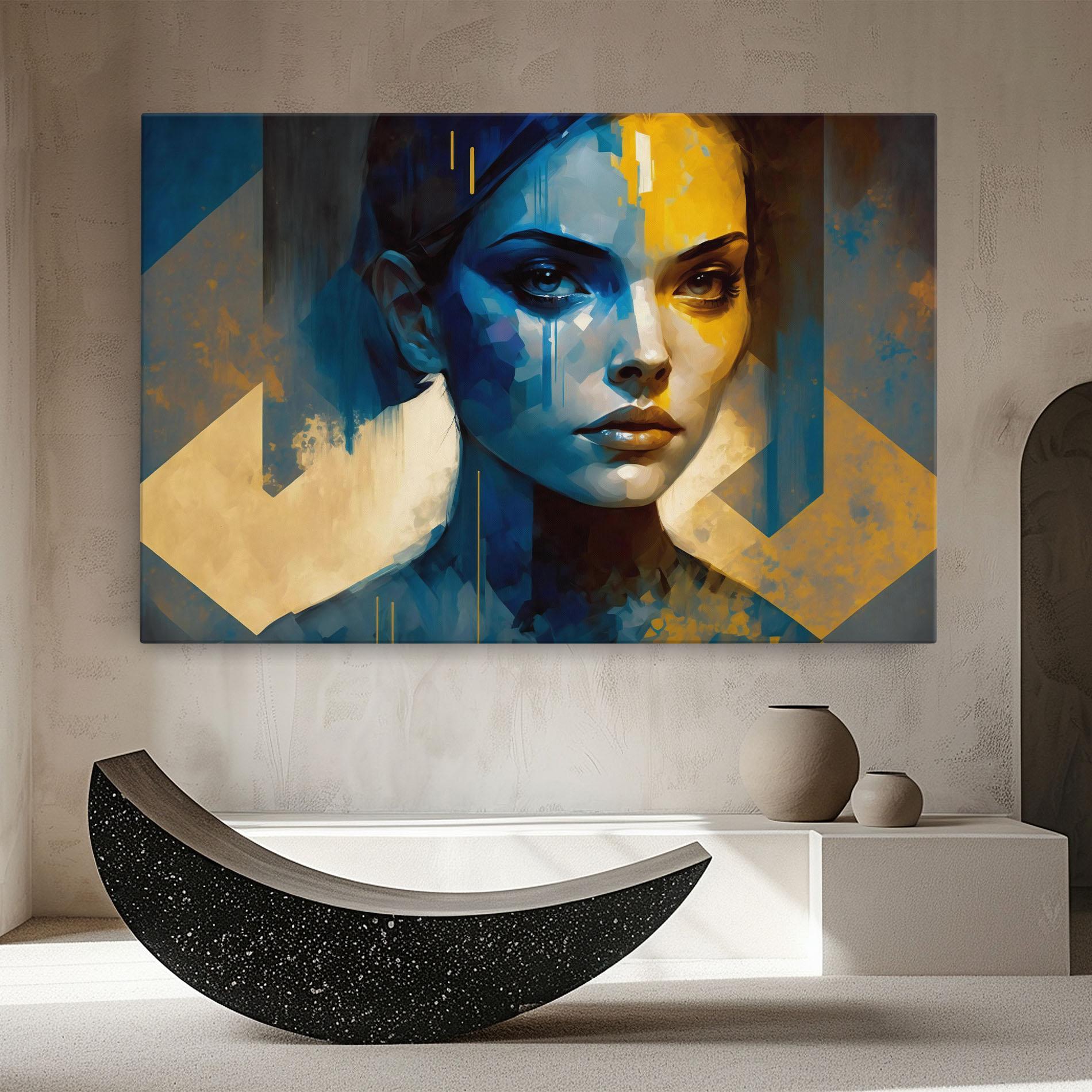 Leinwandbild Gold Blue Face mockup 8