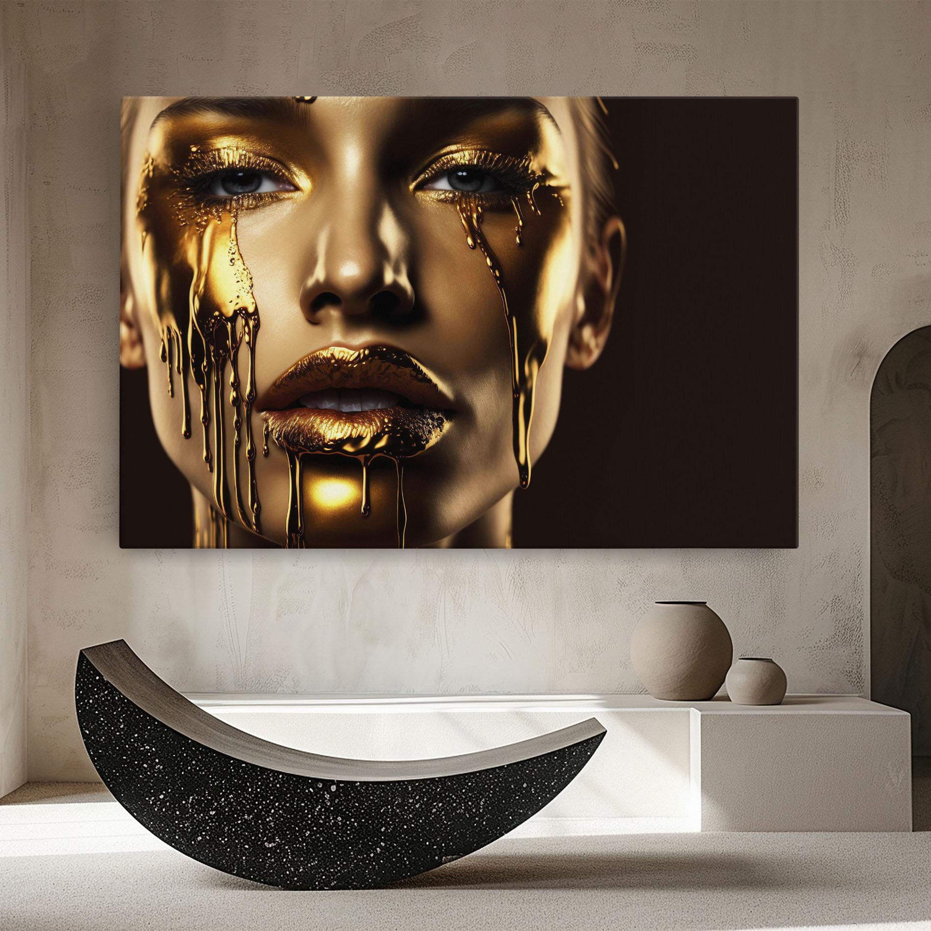 Leinwandbild Gold Dripping Makeup mockup 8
