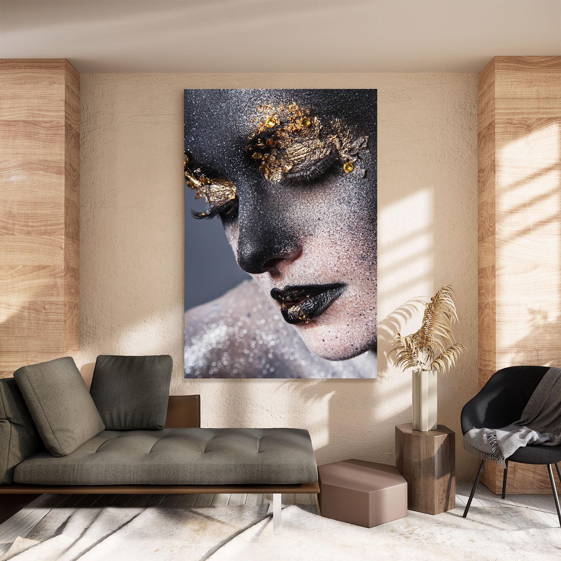 Leinwandbild Beautiful Gold Artistic Makeup mockup 8